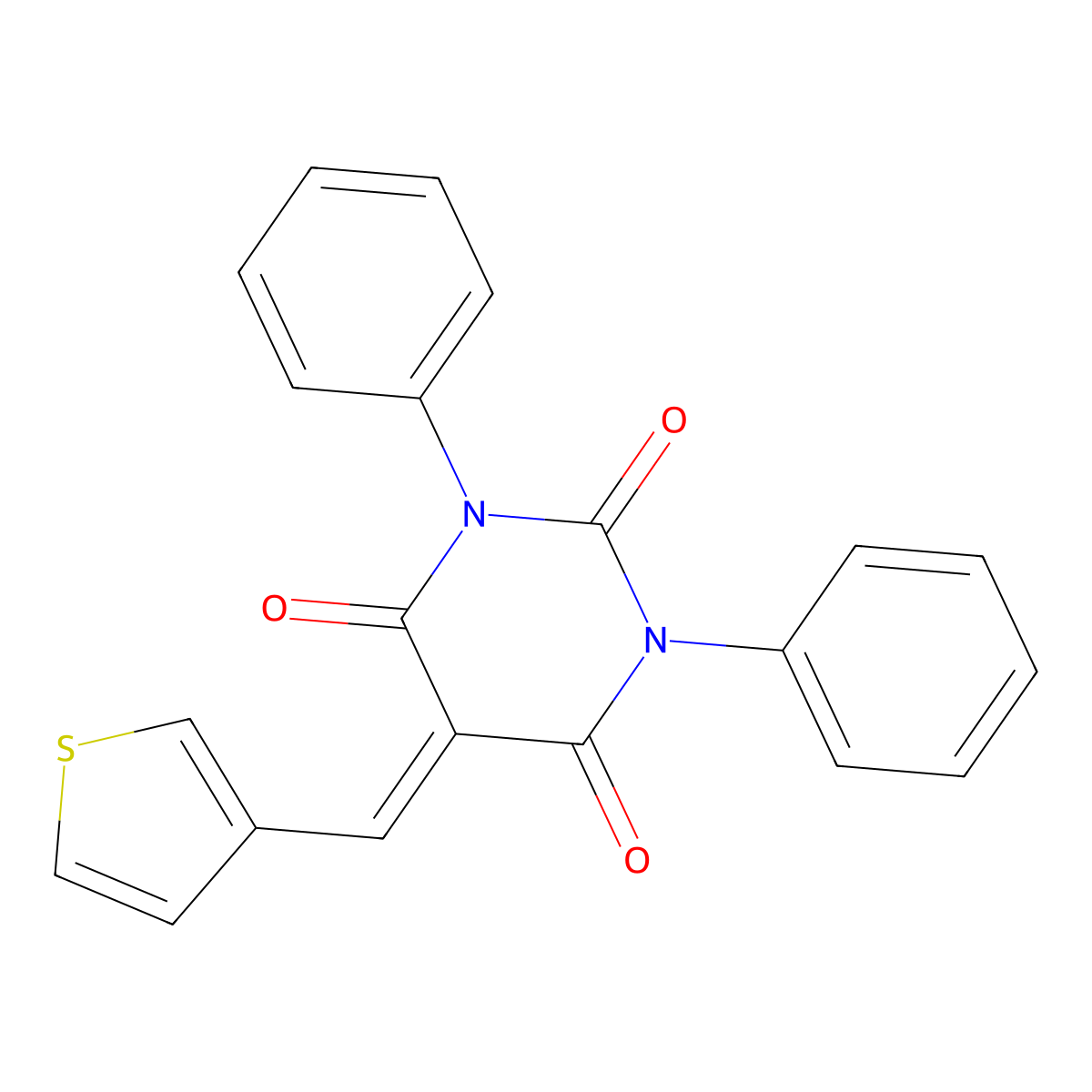 1,3-Diphenyl-5-(thiophen-3-ylmethylidene)-1,3-diazinane-2,4,6-trione molecular structure, CAS 1023431-51-7