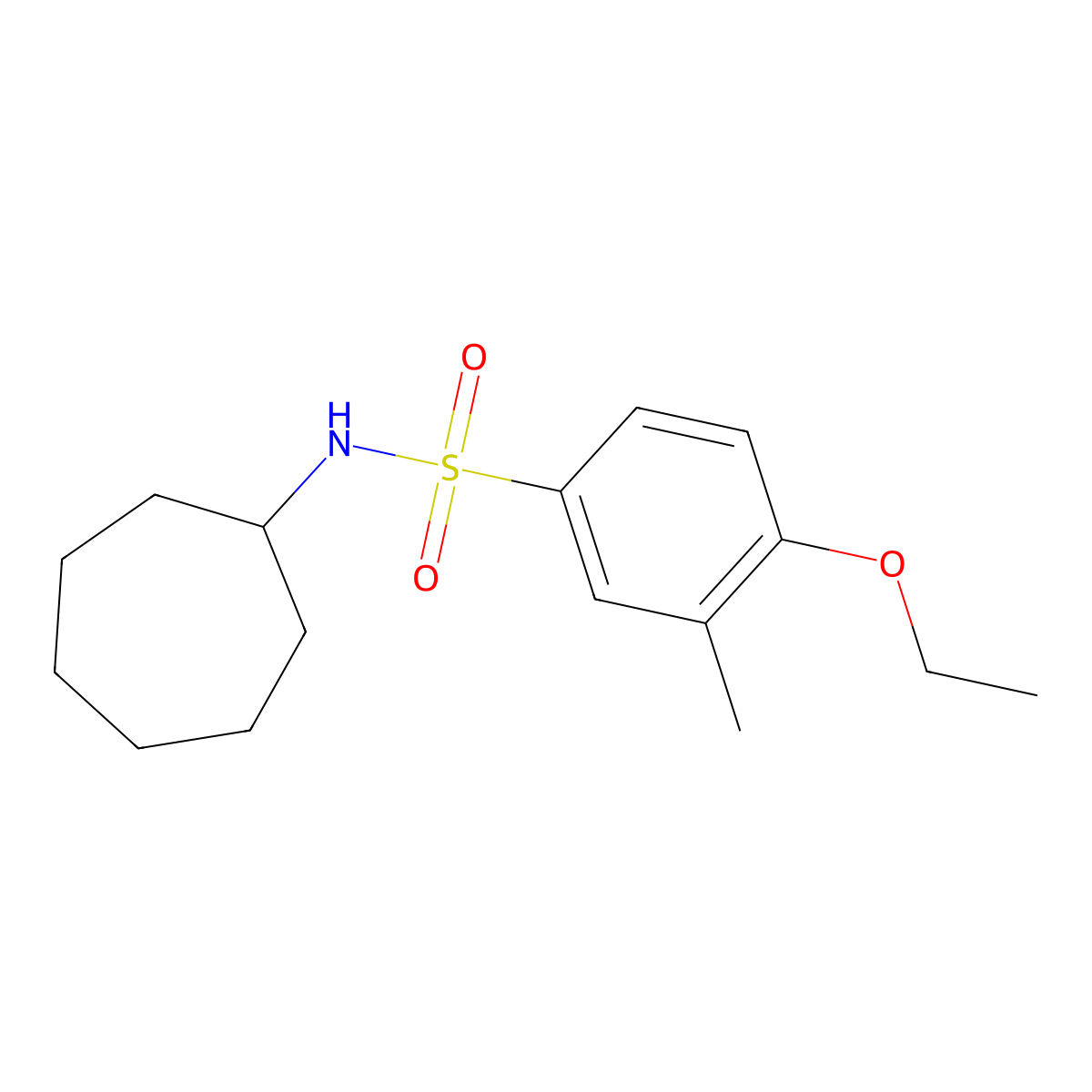 N-cycloheptyl-4-ethoxy-3-methylbenzenesulfonamide molecular structure, CAS 1023434-69-6