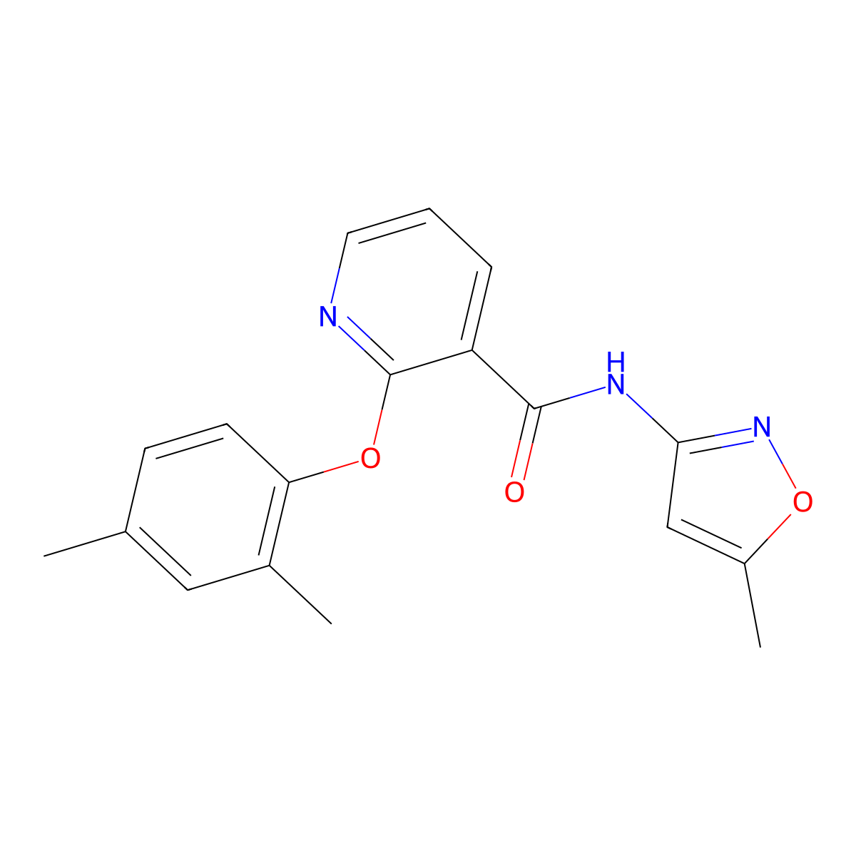 2-(2,4-dimethylphenoxy)-N-(5-methyl-1,2-oxazol-3-yl)pyridine-3-carboxamide molecular structure, CAS 1023435-45-1