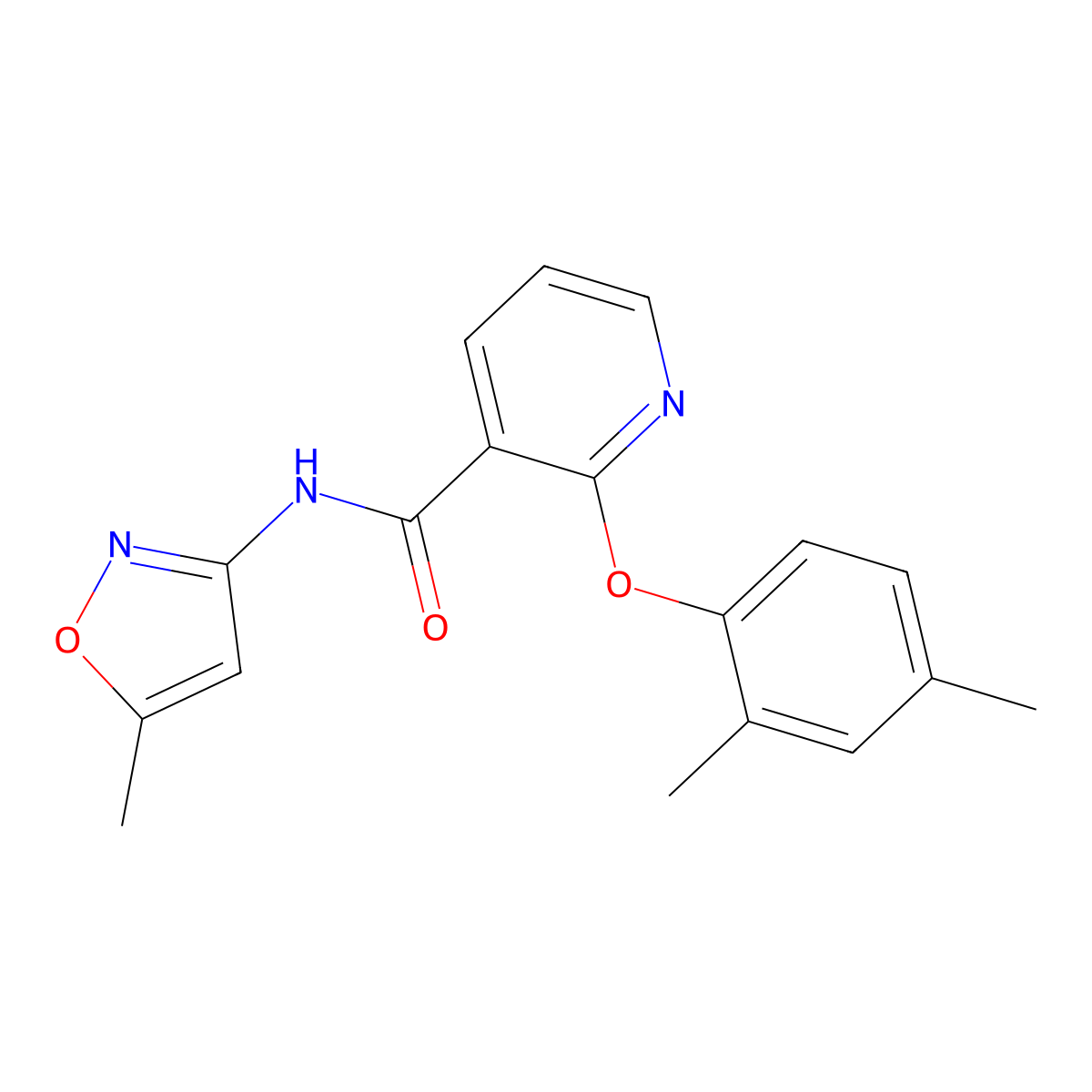 2-(2,4-dimethylphenoxy)-N-(5-methyl-1,2-oxazol-3-yl)pyridine-3-carboxamide molecular structure, CAS 1023435-45-1