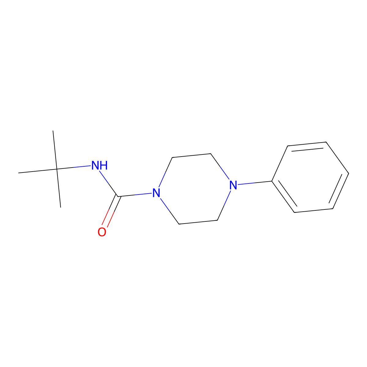 N-tert-butyl-4-phenylpiperazine-1-carboxamide molecular structure, CAS 1023437-37-7