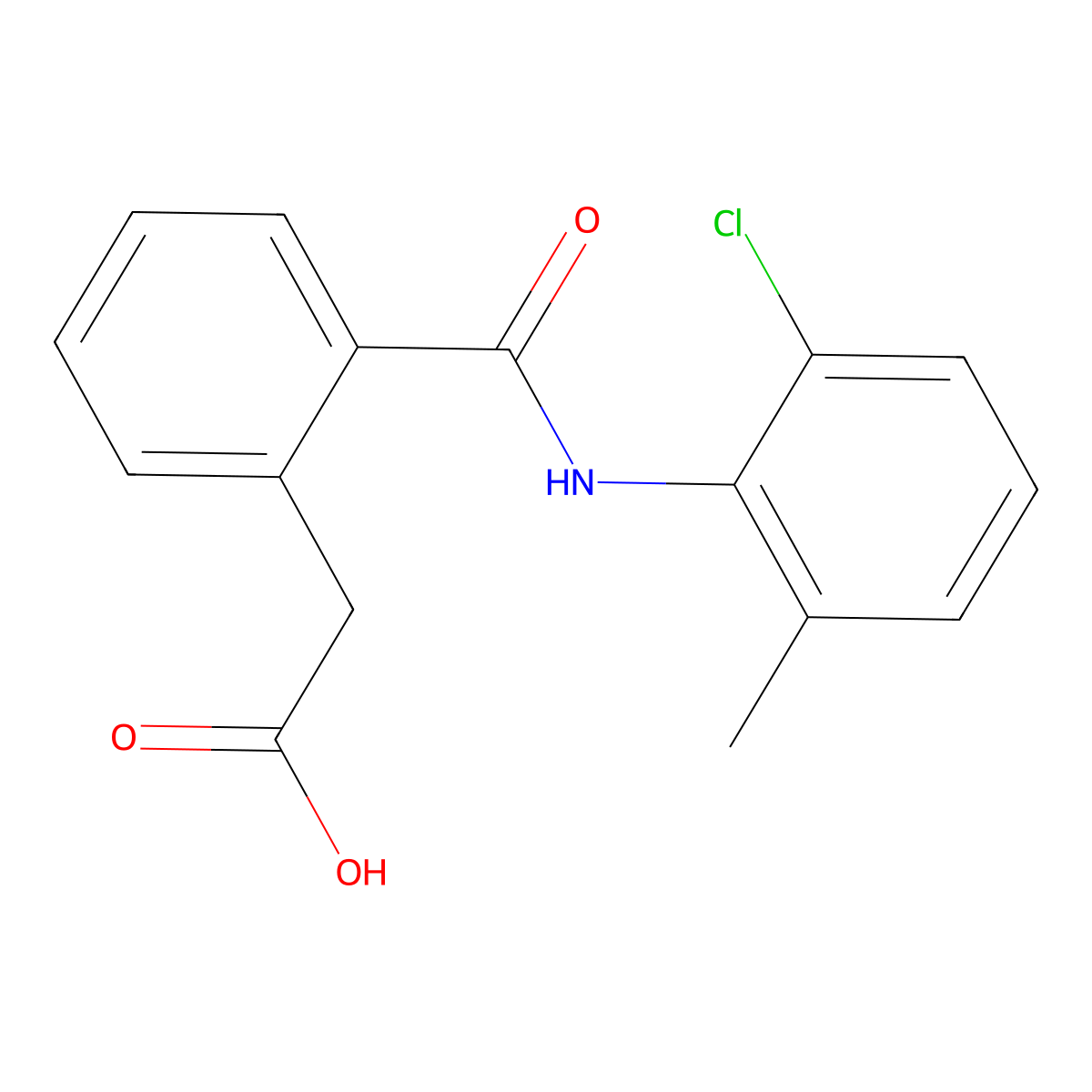 2-(2-(N-(2-Chloro-6-methylphenyl)carbamoyl)phenyl)acetic acid molecular structure, CAS 1023437-39-9