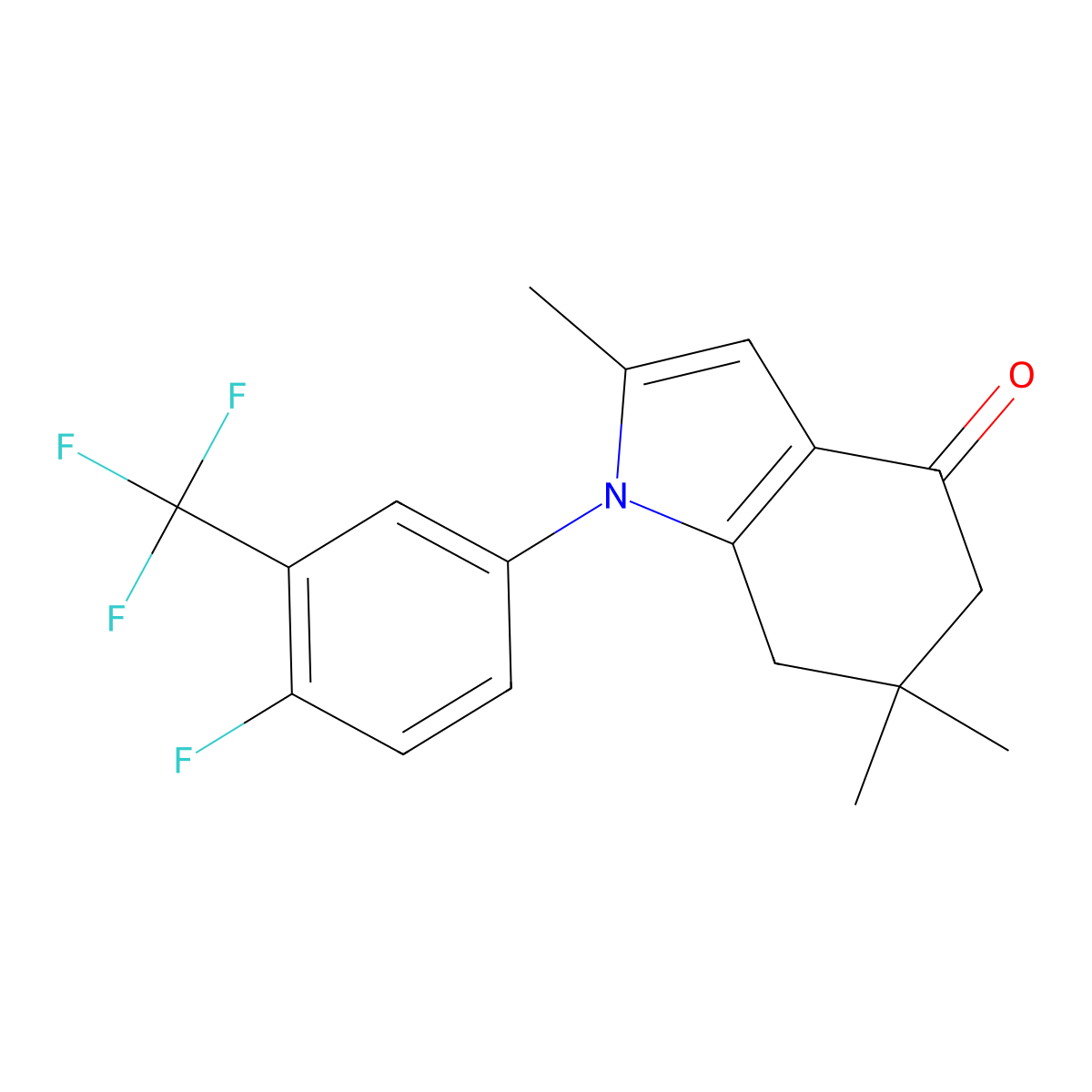 1-[4-Fluoro-3-(trifluoromethyl)phenyl]-2,6,6-trimethyl-5,7-dihydroindol-4-one molecular structure, CAS 1023441-47-5