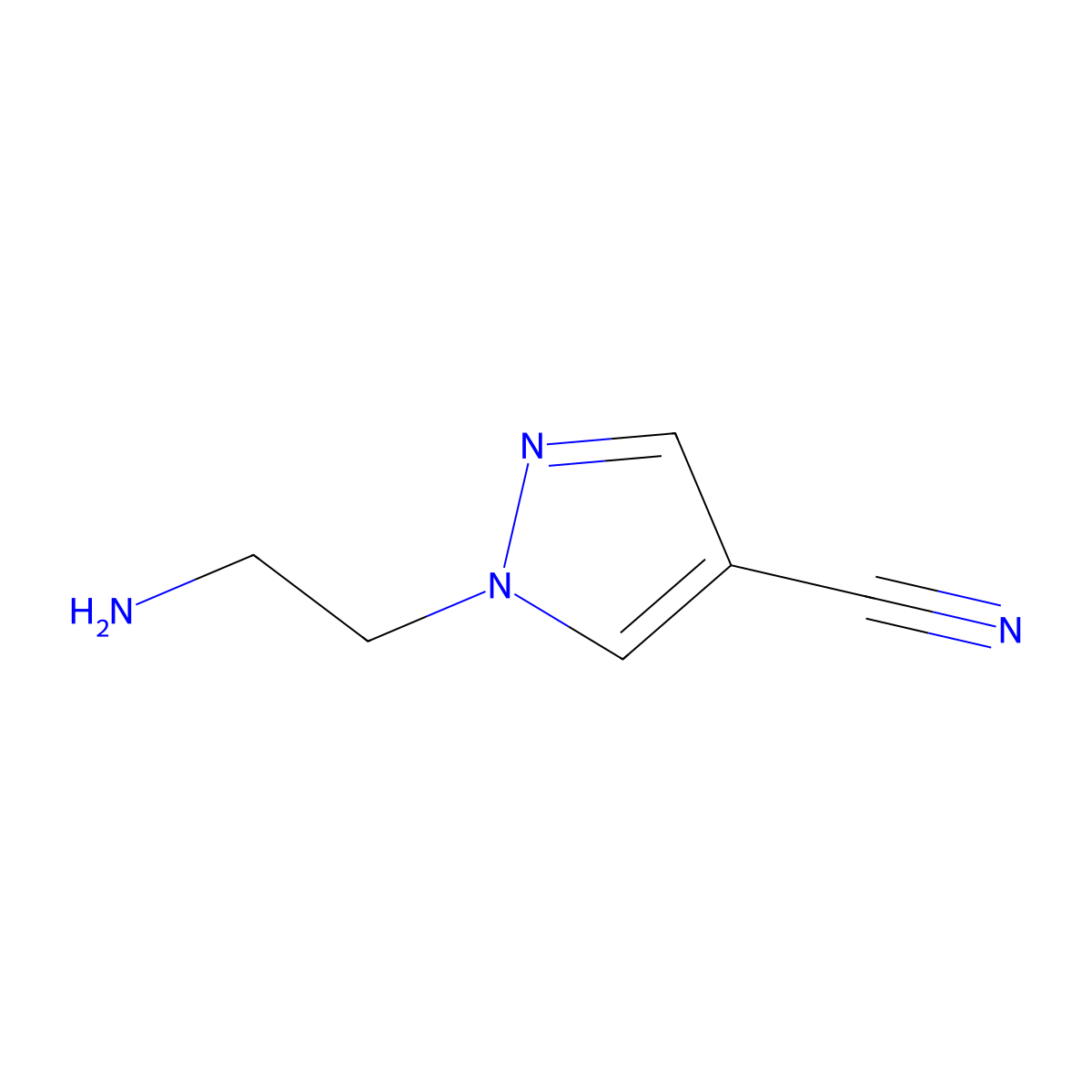 1-(2-aminoethyl)-1H-pyrazole-4-carbonitrile molecular structure, CAS 1023451-34-4