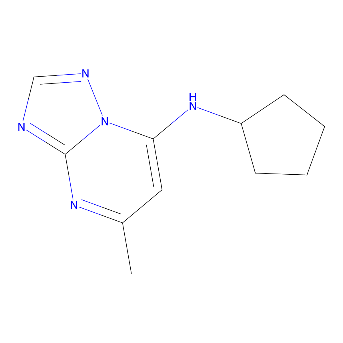 N-cyclopentyl-5-methyl-[1,2,4]triazolo[1,5-a]pyrimidin-7-amine molecular structure, CAS 1023454-63-8