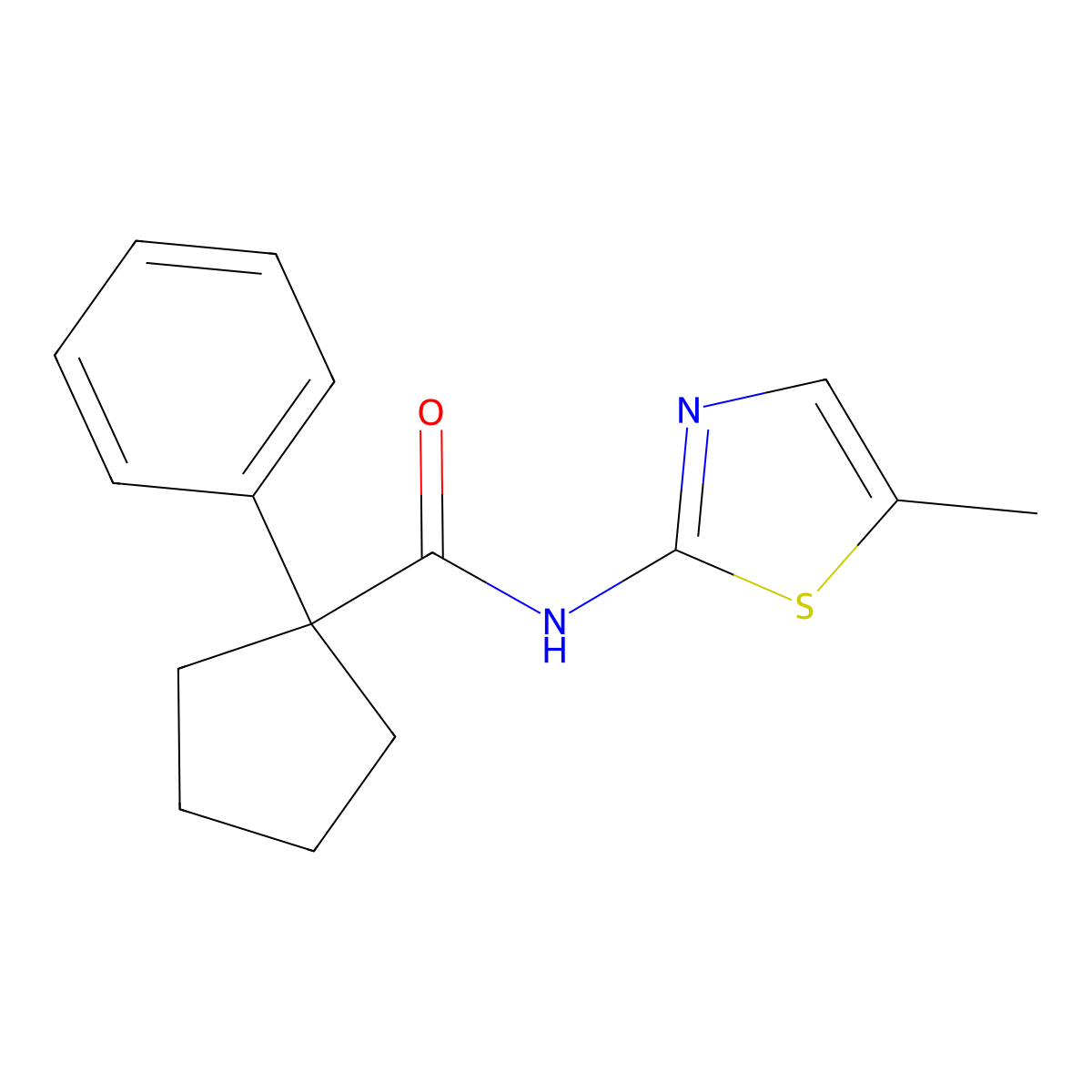 N-(5-methyl-1,3-thiazol-2-yl)-1-phenylcyclopentane-1-carboxamide molecular structure, CAS 1023455-50-6
