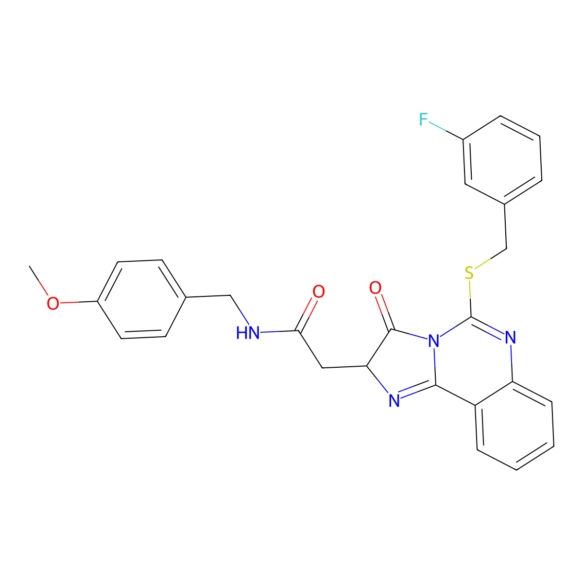 2-[5-[(3-fluorophenyl)methylsulfanyl]-3-oxo-2H-imidazo[1,2-c]quinazolin-2-yl]-N-[(4-methoxyphenyl)methyl]acetamide molecular structure, CAS 1023456-25-8