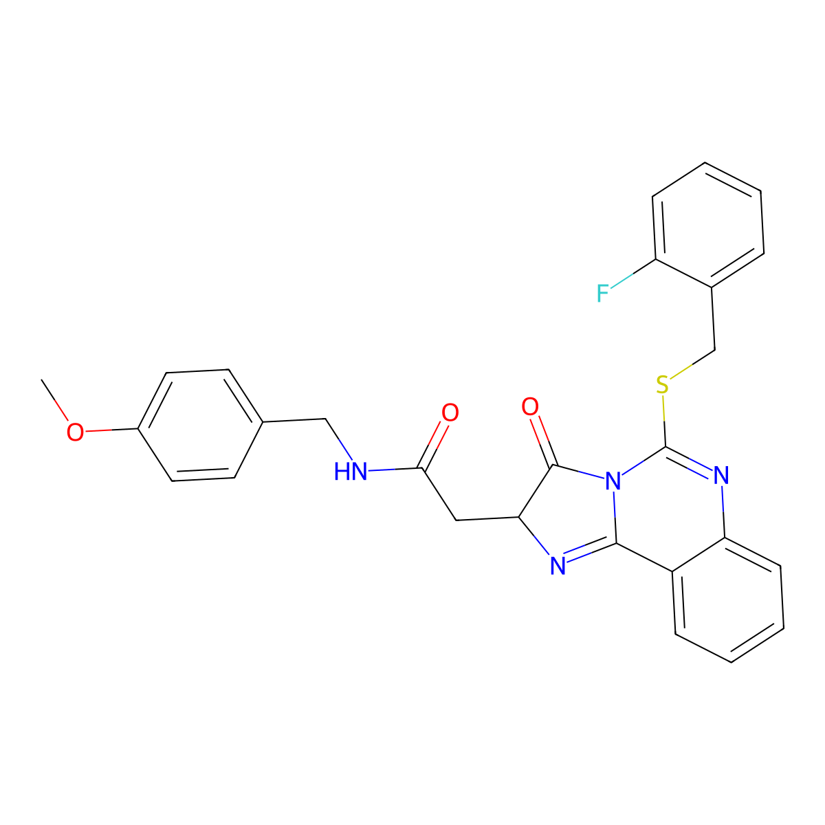 2-[5-[(2-fluorophenyl)methylsulfanyl]-3-oxo-2H-imidazo[1,2-c]quinazolin-2-yl]-N-[(4-methoxyphenyl)methyl]acetamide molecular structure, CAS 1023456-30-5