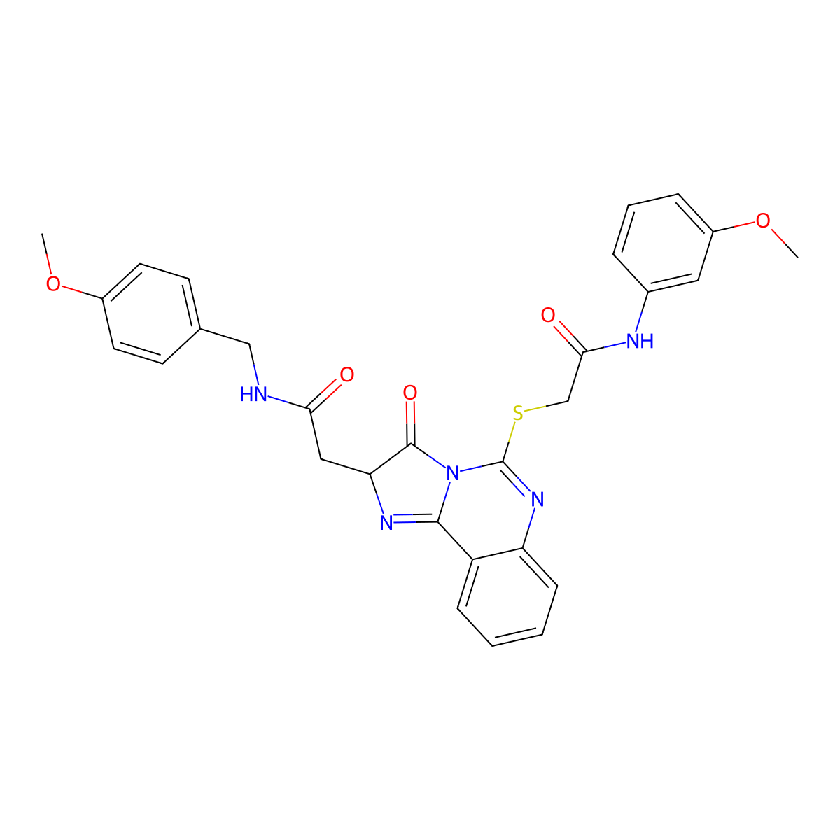 2-[5-[2-(3-methoxyanilino)-2-oxoethyl]sulfanyl-3-oxo-2H-imidazo[1,2-c]quinazolin-2-yl]-N-[(4-methoxyphenyl)methyl]acetamide molecular structure, CAS 1023456-32-7