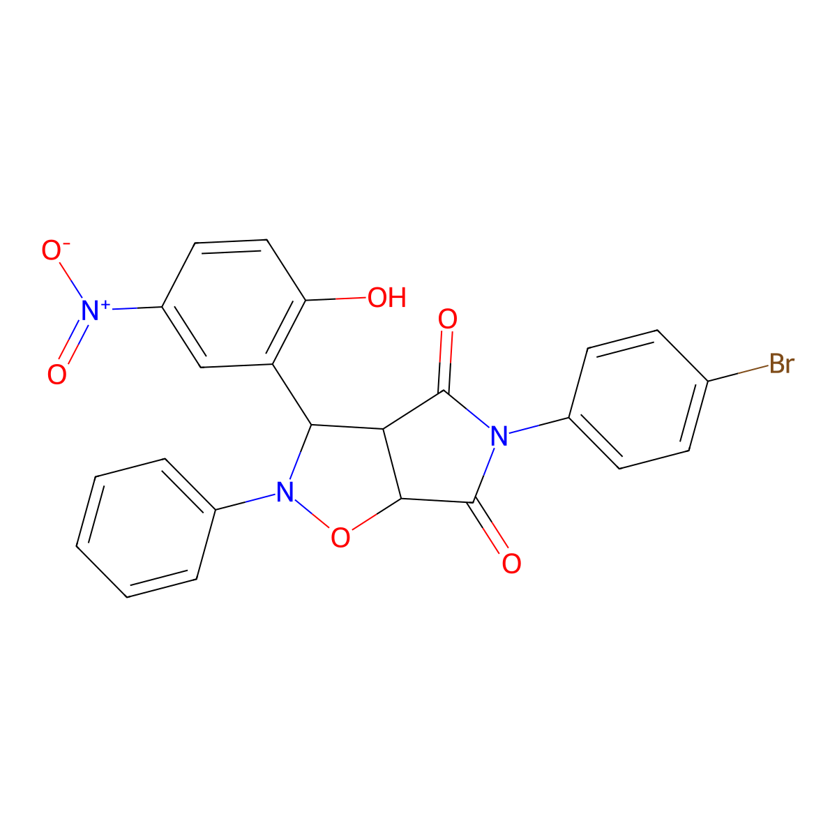 5-(4-bromophenyl)-3-(2-hydroxy-5-nitrophenyl)-2-phenyldihydro-2H-pyrrolo[3,4-d][1,2]oxazole-4,6(3H,5H)-dione molecular structure, CAS 1023465-32-8