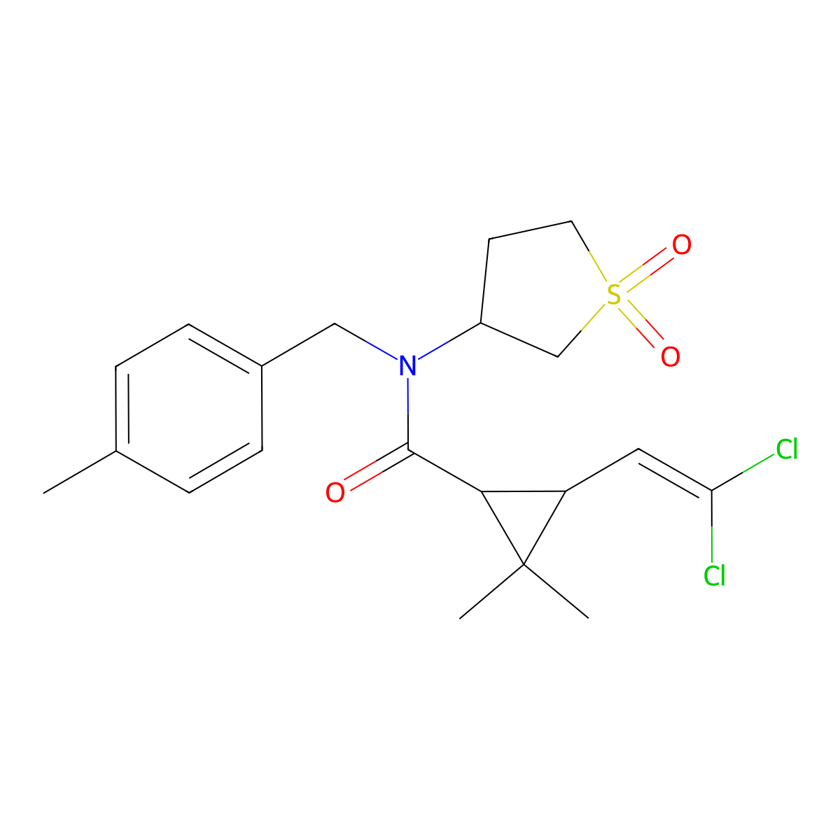 3-(2,2-dichloroethenyl)-N-(1,1-dioxidotetrahydrothiophen-3-yl)-2,2-dimethyl-N-(4-methylbenzyl)cyclopropanecarboxamide molecular structure, CAS 1023470-64-5