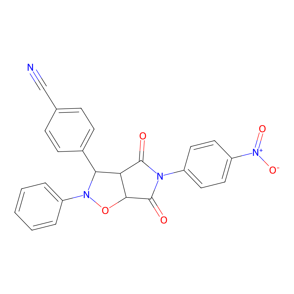 4-[5-(4-nitrophenyl)-4,6-dioxo-2-phenylhexahydro-2H-pyrrolo[3,4-d][1,2]oxazol-3-yl]benzonitrile molecular structure, CAS 1023473-08-6