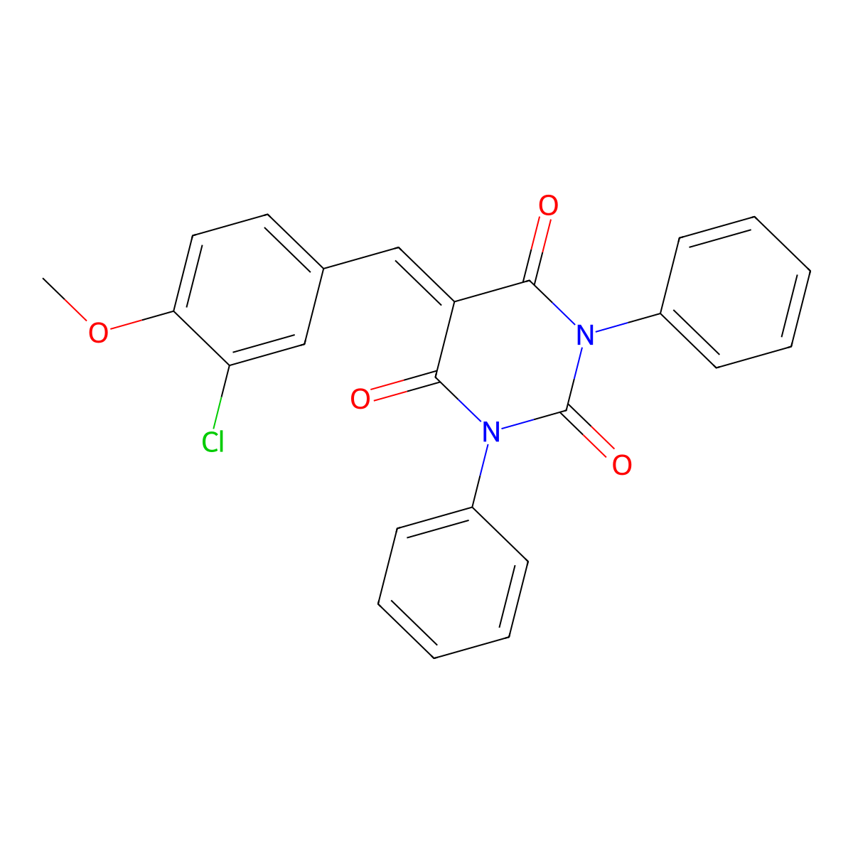 5-[(3-Chloro-4-methoxyphenyl)methylidene]-1,3-diphenyl-1,3-diazinane-2,4,6-trione molecular structure, CAS 1023473-13-3