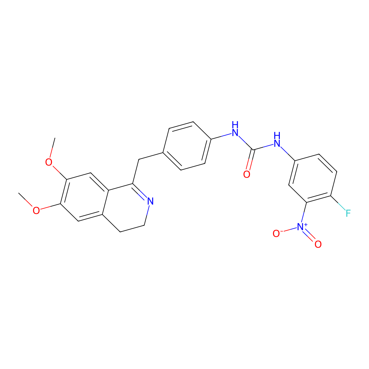 1-(4-((6,7-Dimethoxy(3,4-dihydroisoquinolyl))methyl)phenyl)-3-(4-fluoro-3-nitrophenyl)urea molecular structure, CAS 1023474-24-9