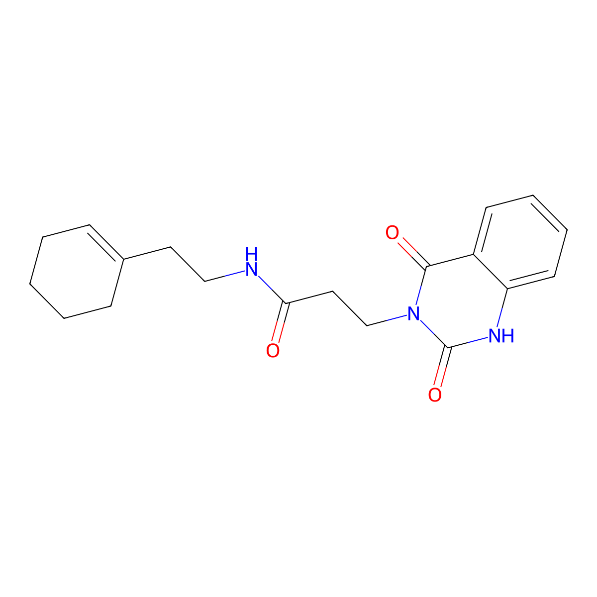N-[2-(cyclohexen-1-yl)ethyl]-3-(2,4-dioxo-1H-quinazolin-3-yl)propanamide molecular structure, CAS 1023475-87-7