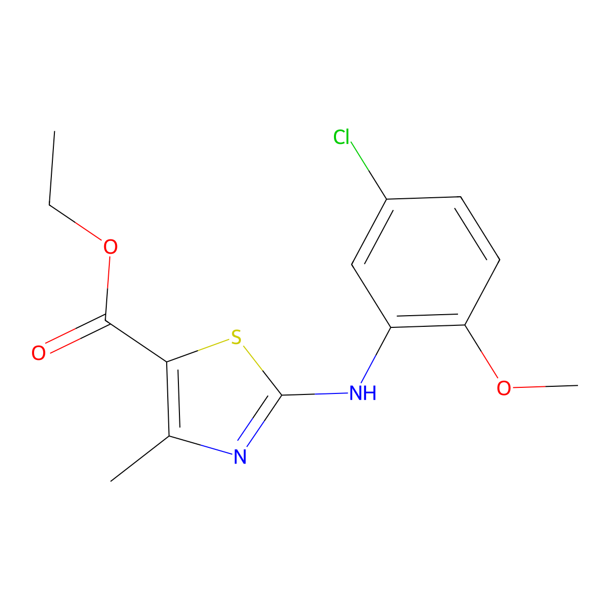 Ethyl 3-((5-chloro-2-methoxyphenyl)amino)-5-methyl-2,4-thiazolecarboxylate molecular structure, CAS 1023476-02-9