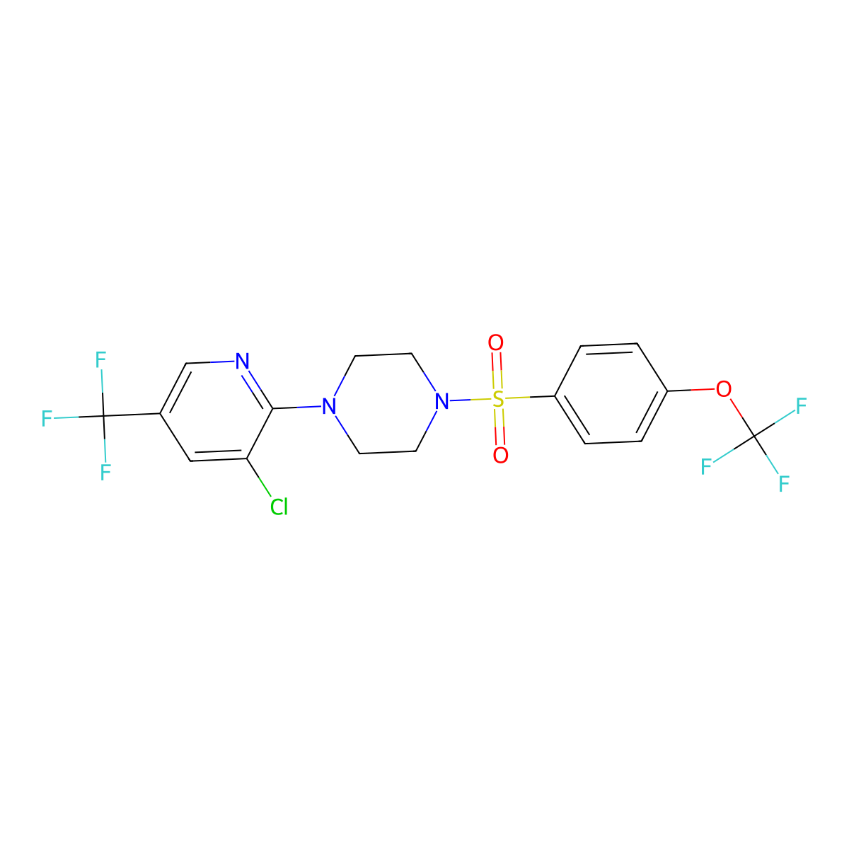 4-(3-Chloro-5-(trifluoromethyl)(2-pyridyl))-1-((4-(trifluoromethoxy)phenyl)sulfonyl)piperazine molecular structure, CAS 1023476-93-8