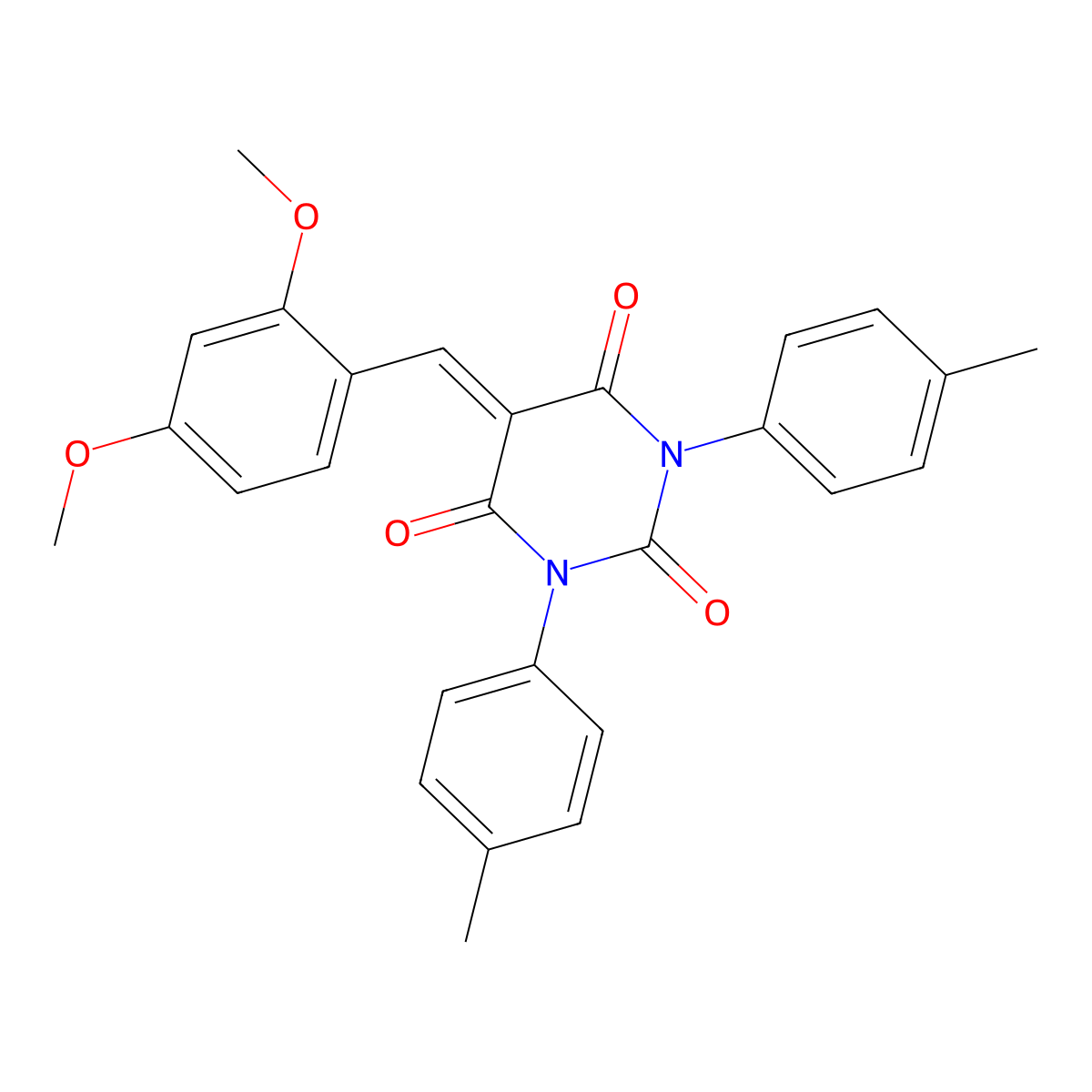 5-[(2,4-Dimethoxyphenyl)methylidene]-1,3-bis(4-methylphenyl)-1,3-diazinane-2,4,6-trione molecular structure, CAS 1023477-58-8