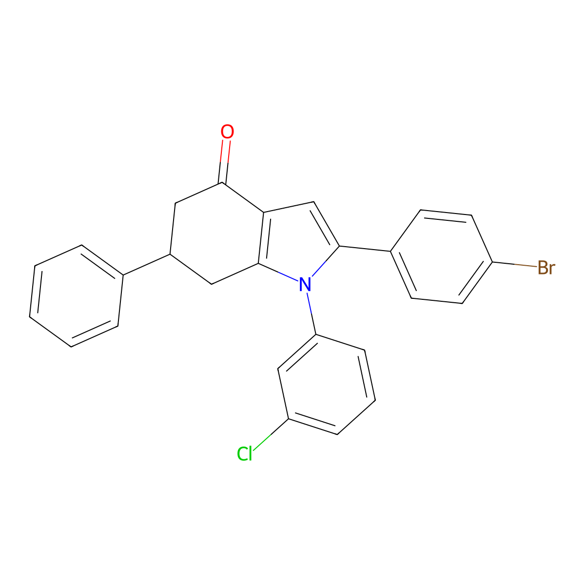 2-(4-bromophenyl)-1-(3-chlorophenyl)-6-phenyl-6,7-dihydro-5H-indol-4-one molecular structure, CAS 1023478-06-9