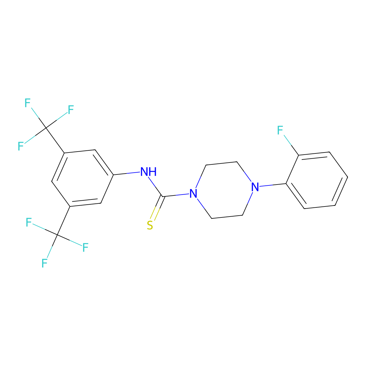 N-[3,5-bis(trifluoromethyl)phenyl]-4-(2-fluorophenyl)piperazine-1-carbothioamide molecular structure, CAS 1023479-23-3