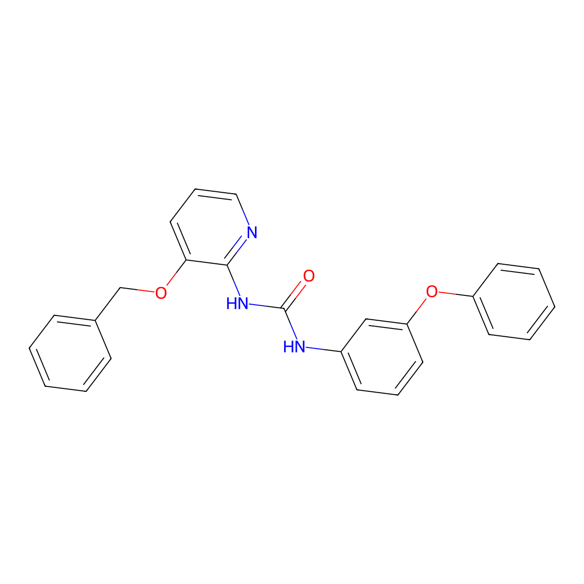 1-(3-Phenoxyphenyl)-3-(3-phenylmethoxypyridin-2-yl)urea molecular structure, CAS 1023479-69-7