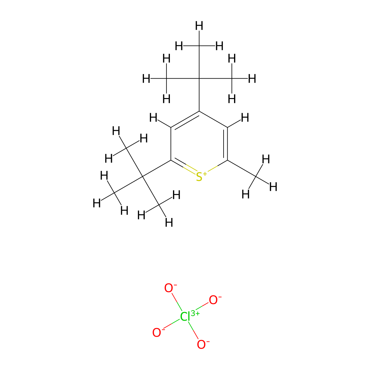 2,4-Di-tert-butyl-6-methylthiopyrylium perchlorate molecular structure, CAS 102348-40-3