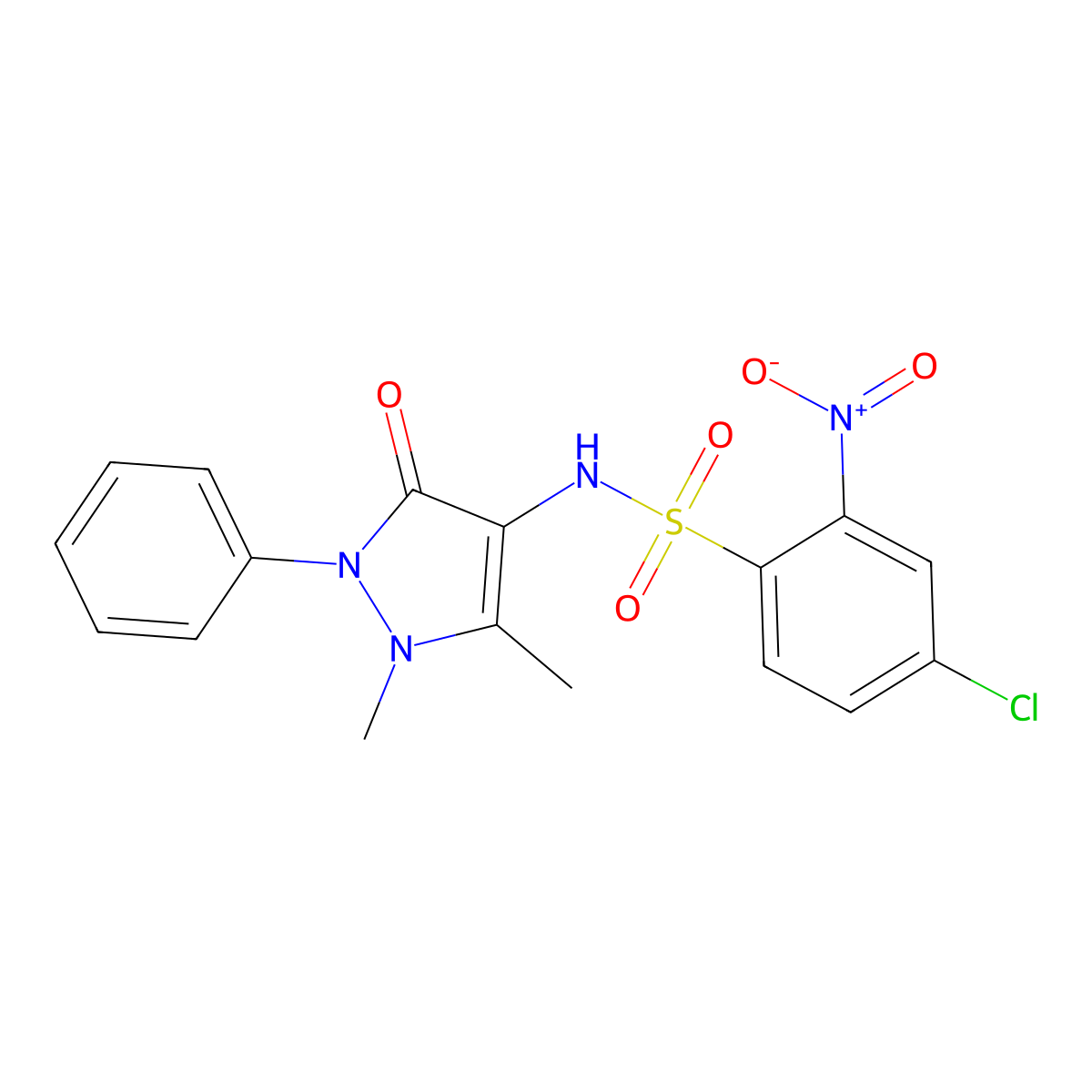 4-(((4-Chloro-2-nitrophenyl)sulfonyl)amino)-2,3-dimethyl-1-phenyl-3-pyrazolin-5-one molecular structure, CAS 1023480-01-4