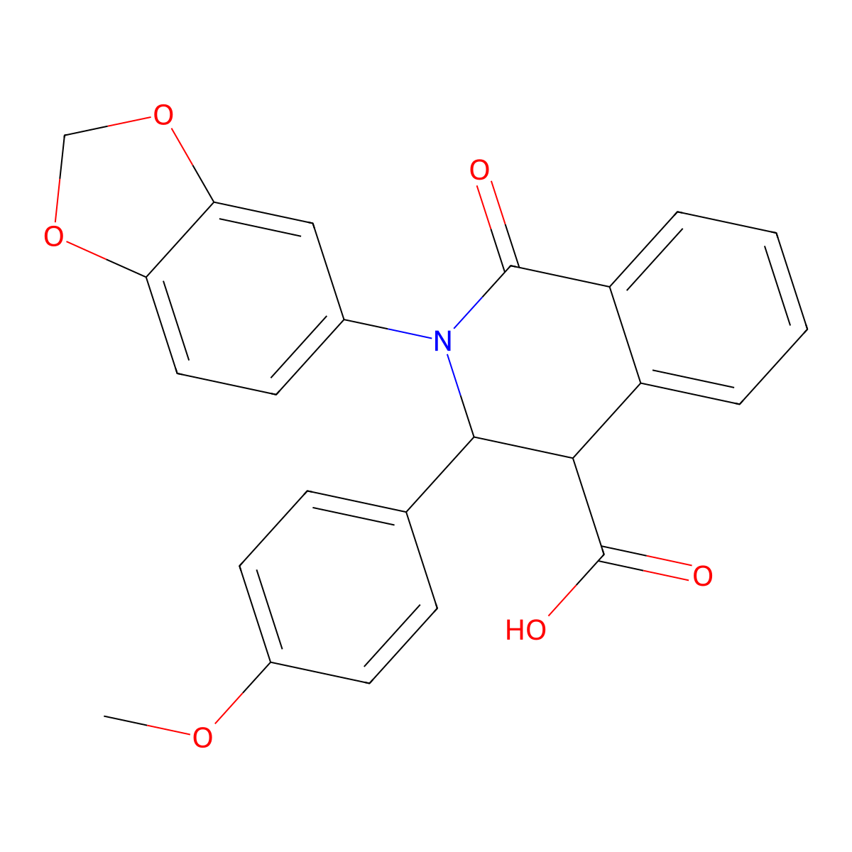 2-(1,3-Benzodioxol-5-yl)-3-(4-methoxyphenyl)-1-oxo-3,4-dihydroisoquinoline-4-carboxylic acid molecular structure, CAS 1023480-30-9