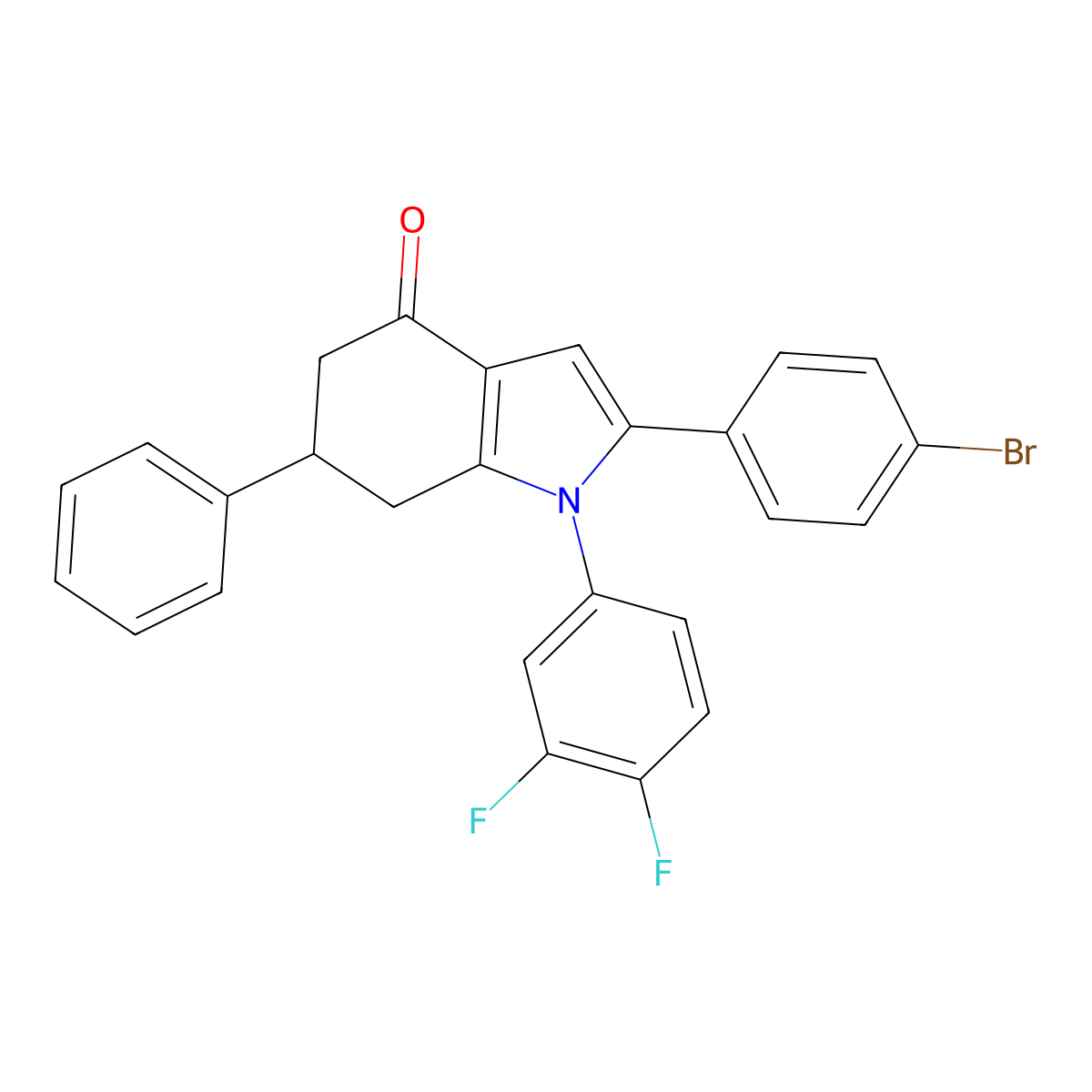 1-(3,4-Difluorophenyl)-2-(4-bromophenyl)-6-phenyl-5,6,7-trihydroindol-4-one molecular structure, CAS 1023480-59-2