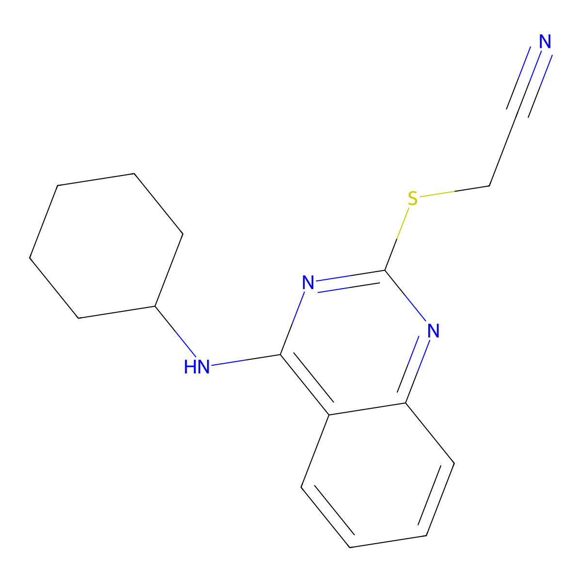 2-[4-(Cyclohexylamino)quinazolin-2-yl]sulfanylacetonitrile molecular structure, CAS 1023481-81-3
