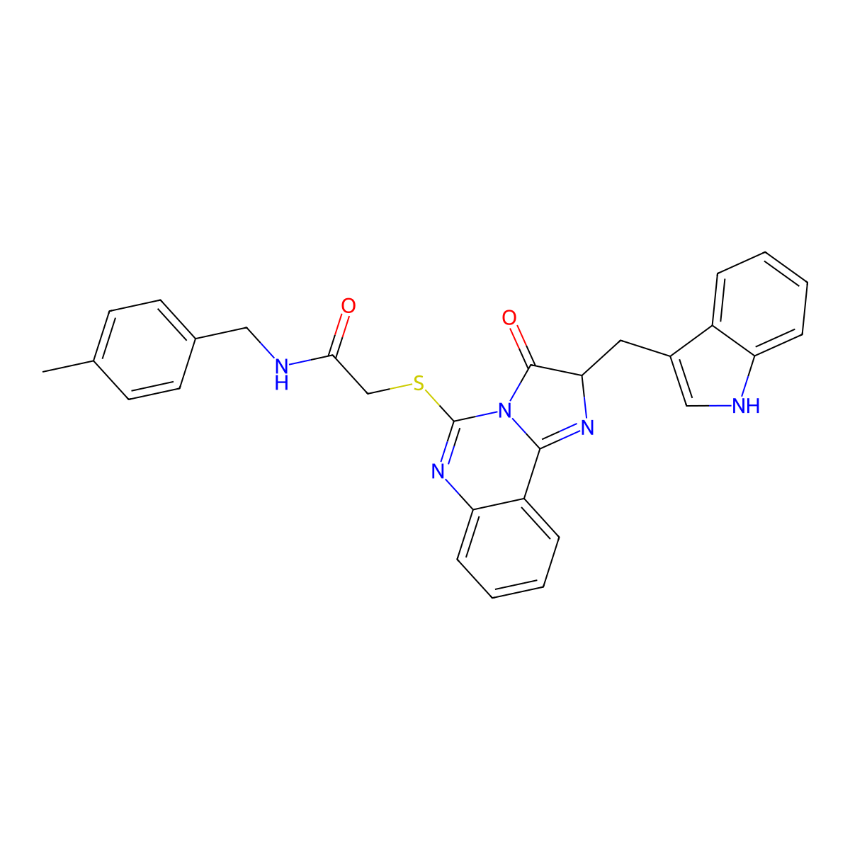 2-({2-[(1H-indol-3-yl)methyl]-3-oxo-2H,3H-imidazo[1,2-c]quinazolin-5-yl}sulfanyl)-N-[(4-methylphenyl)methyl]acetamide molecular structure, CAS 1023482-95-2