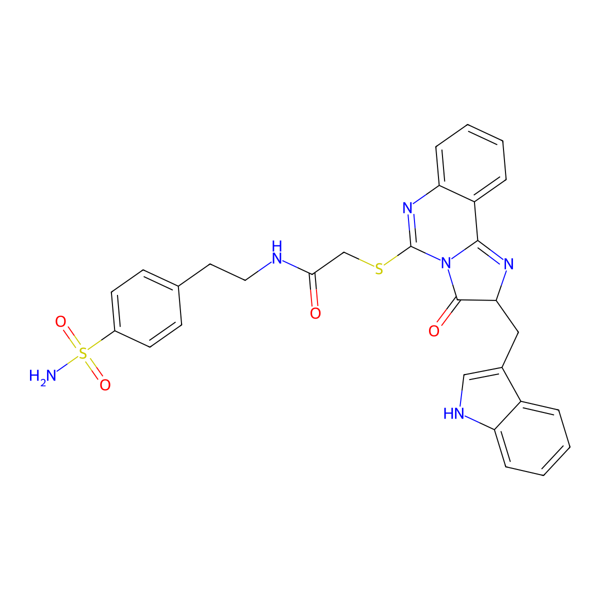 2-({2-[(1H-indol-3-yl)methyl]-3-oxo-2H,3H-imidazo[1,2-c]quinazolin-5-yl}sulfanyl)-N-[2-(4-sulfamoylphenyl)ethyl]acetamide molecular structure, CAS 1023482-97-4