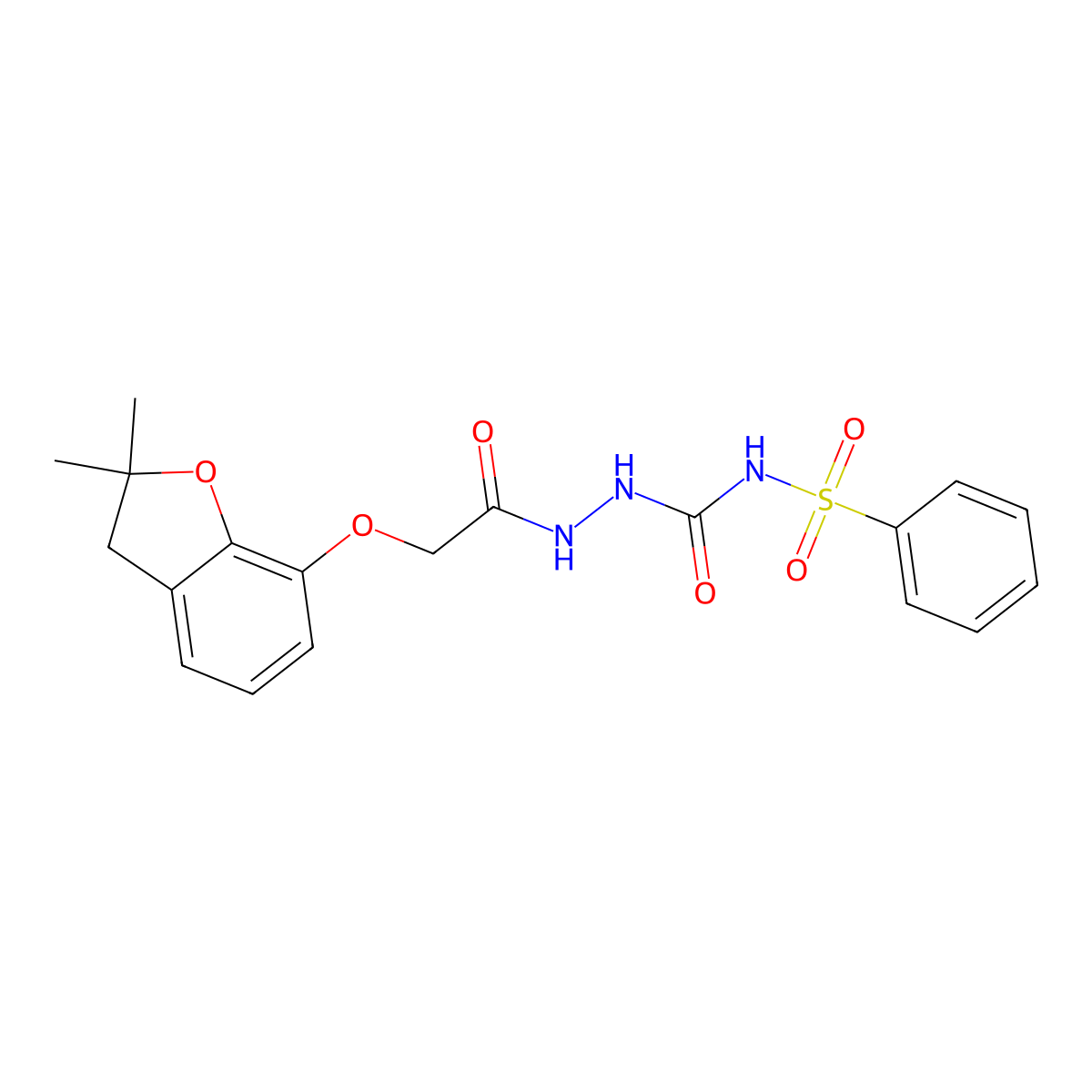 1-(2-(2,2-Dimethyl(3-oxaindan-4-yloxy))acetyl)-4-phenylsulphonylsemicarbazide molecular structure, CAS 1023483-63-7