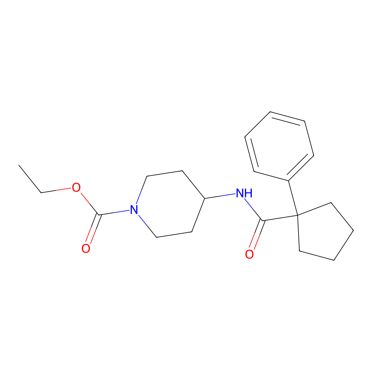 Ethyl 4-((phenylcyclopentyl)carbonylamino)piperidinecarboxylate molecular structure, CAS 1023483-65-9