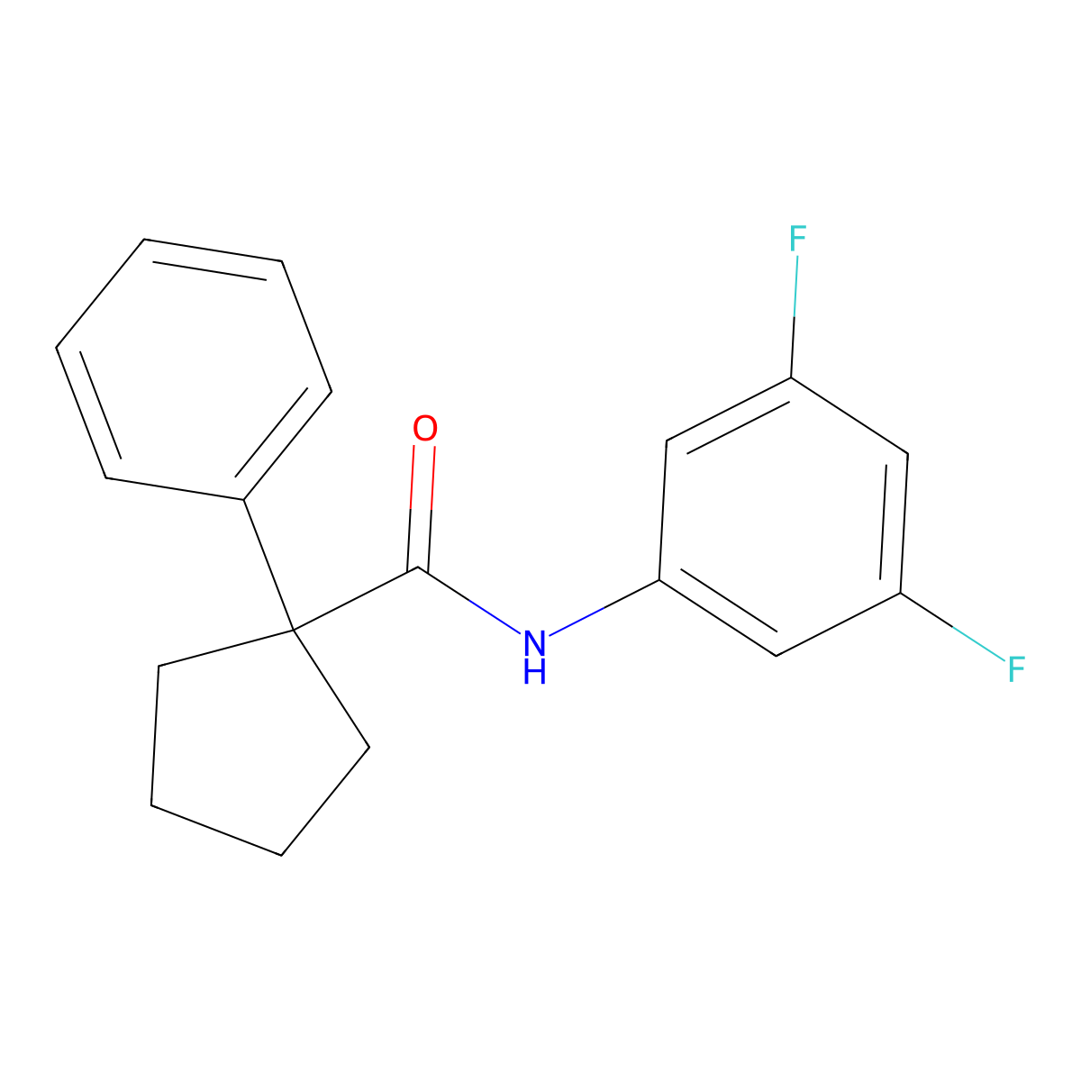 N-(3,5-difluorophenyl)-1-phenylcyclopentane-1-carboxamide molecular structure, CAS 1023484-29-8