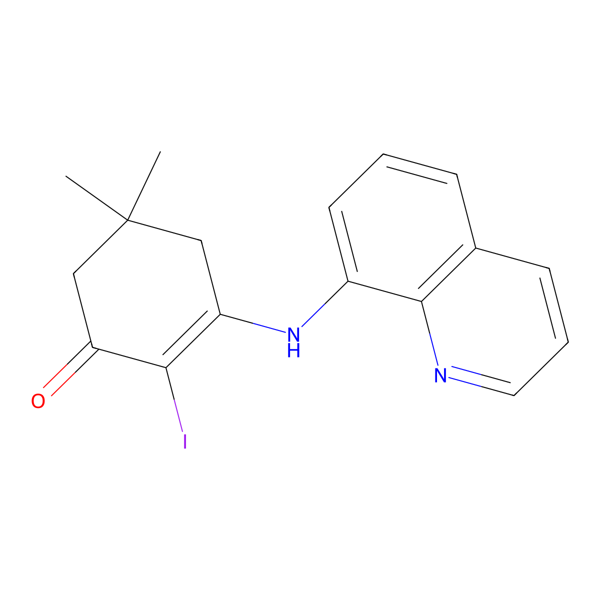 2-Iodo-5,5-dimethyl-3-(8-quinolinylamino)-2-cyclohexen-1-one molecular structure, CAS 1023484-85-6
