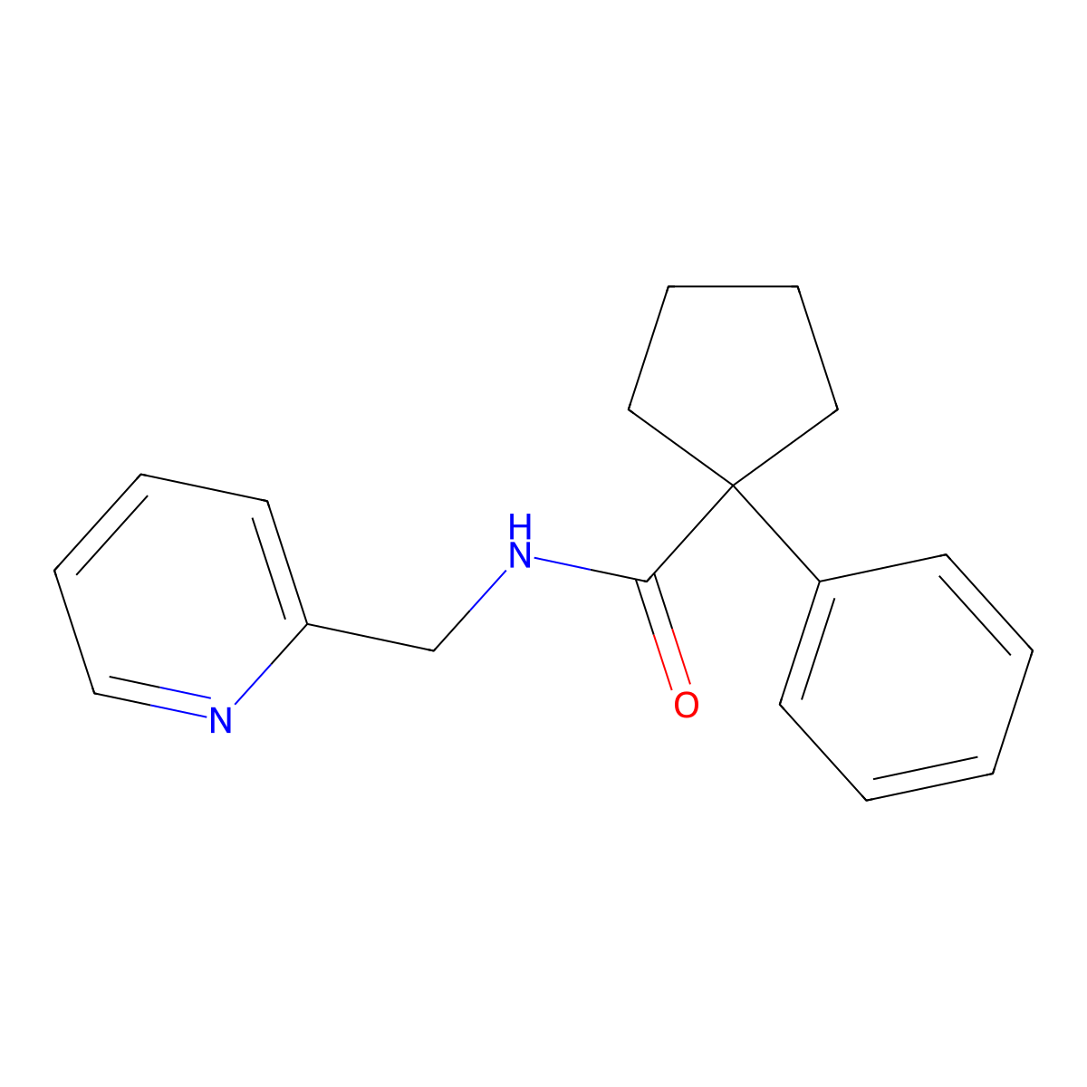 1-phenyl-N-(pyridin-2-ylmethyl)cyclopentane-1-carboxamide molecular structure, CAS 1023488-42-7