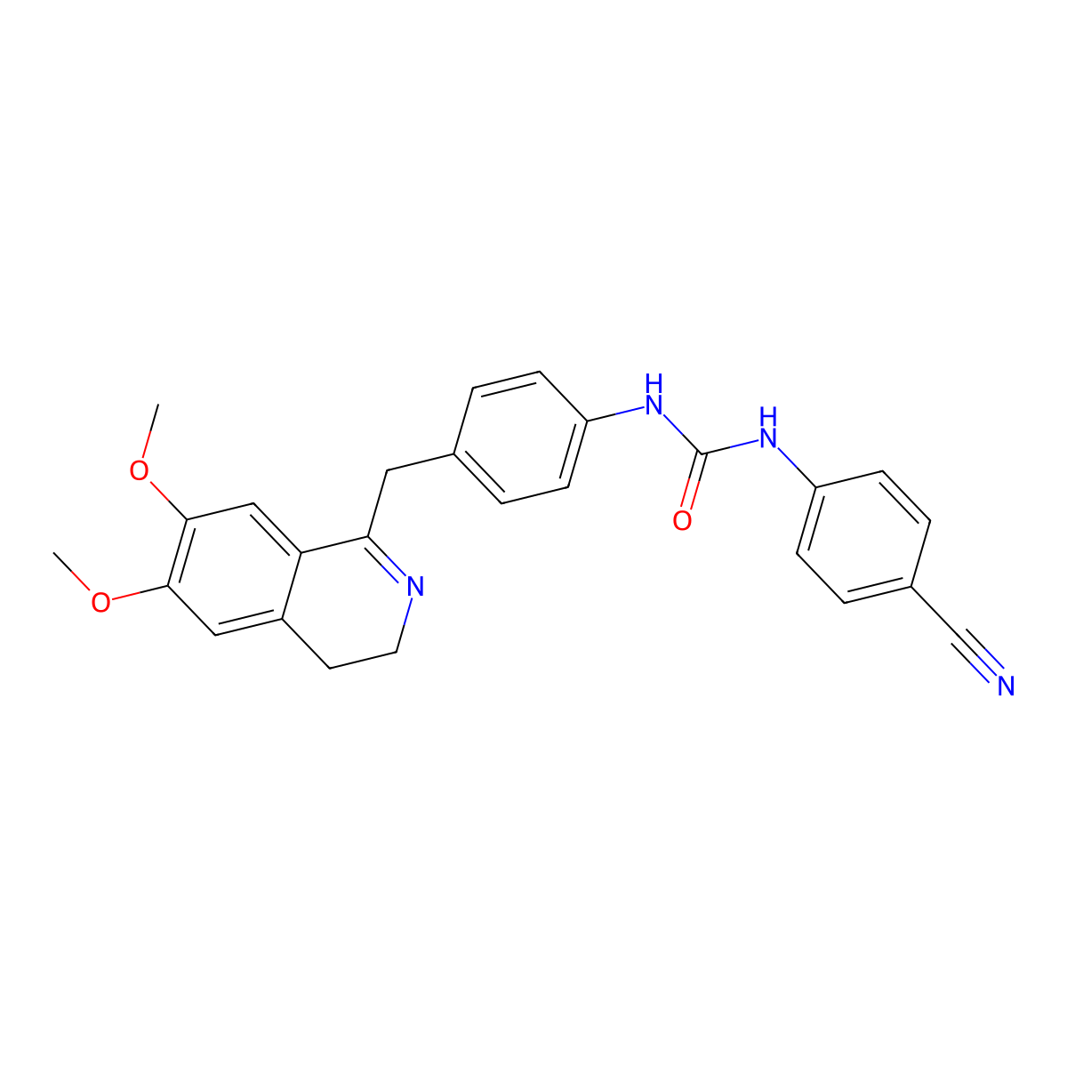 1-(4-Cyanophenyl)-3-[4-[(6,7-dimethoxy-3,4-dihydroisoquinolin-1-yl)methyl]phenyl]urea molecular structure, CAS 1023488-60-9