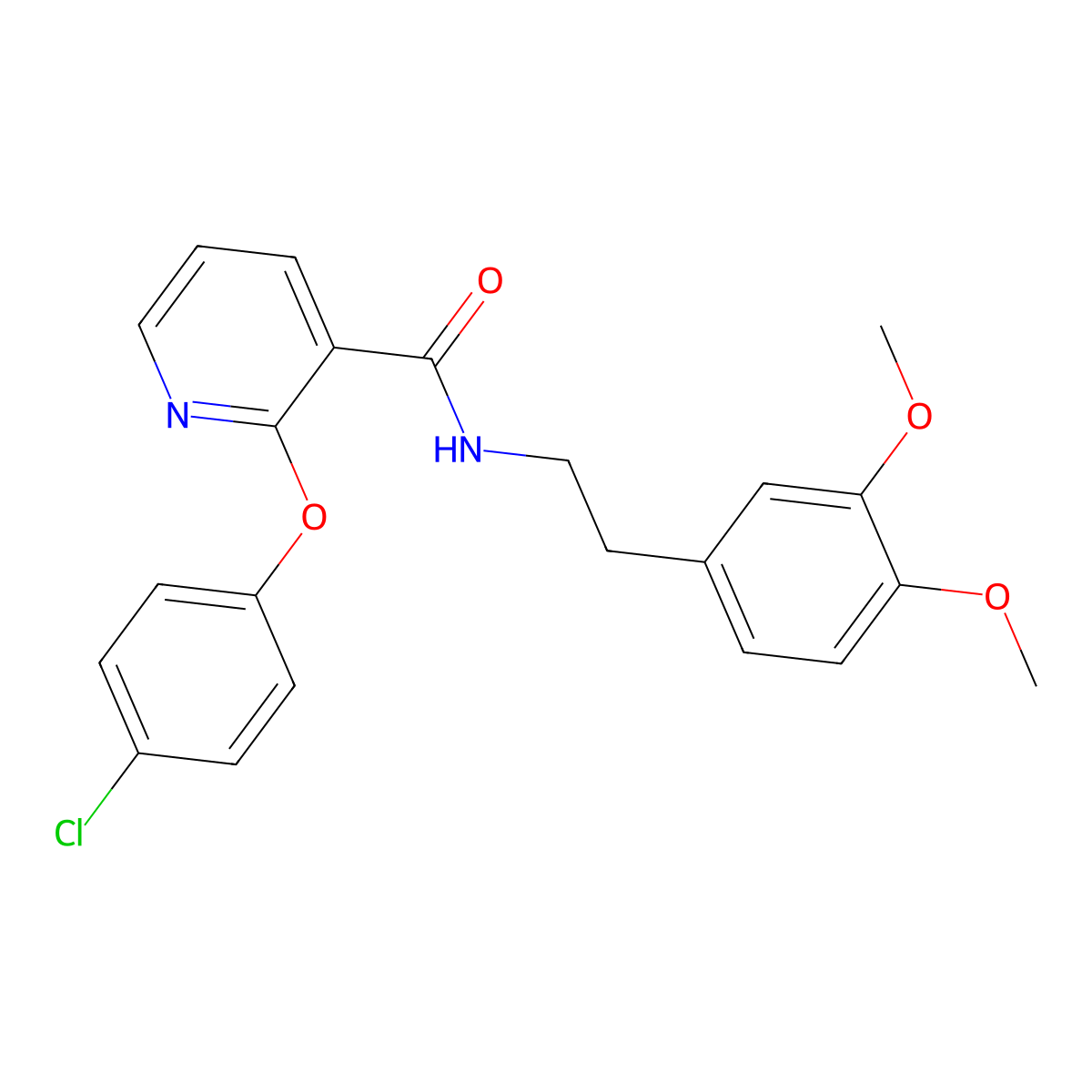 2-(4-chlorophenoxy)-N-[2-(3,4-dimethoxyphenyl)ethyl]pyridine-3-carboxamide molecular structure, CAS 1023488-61-0