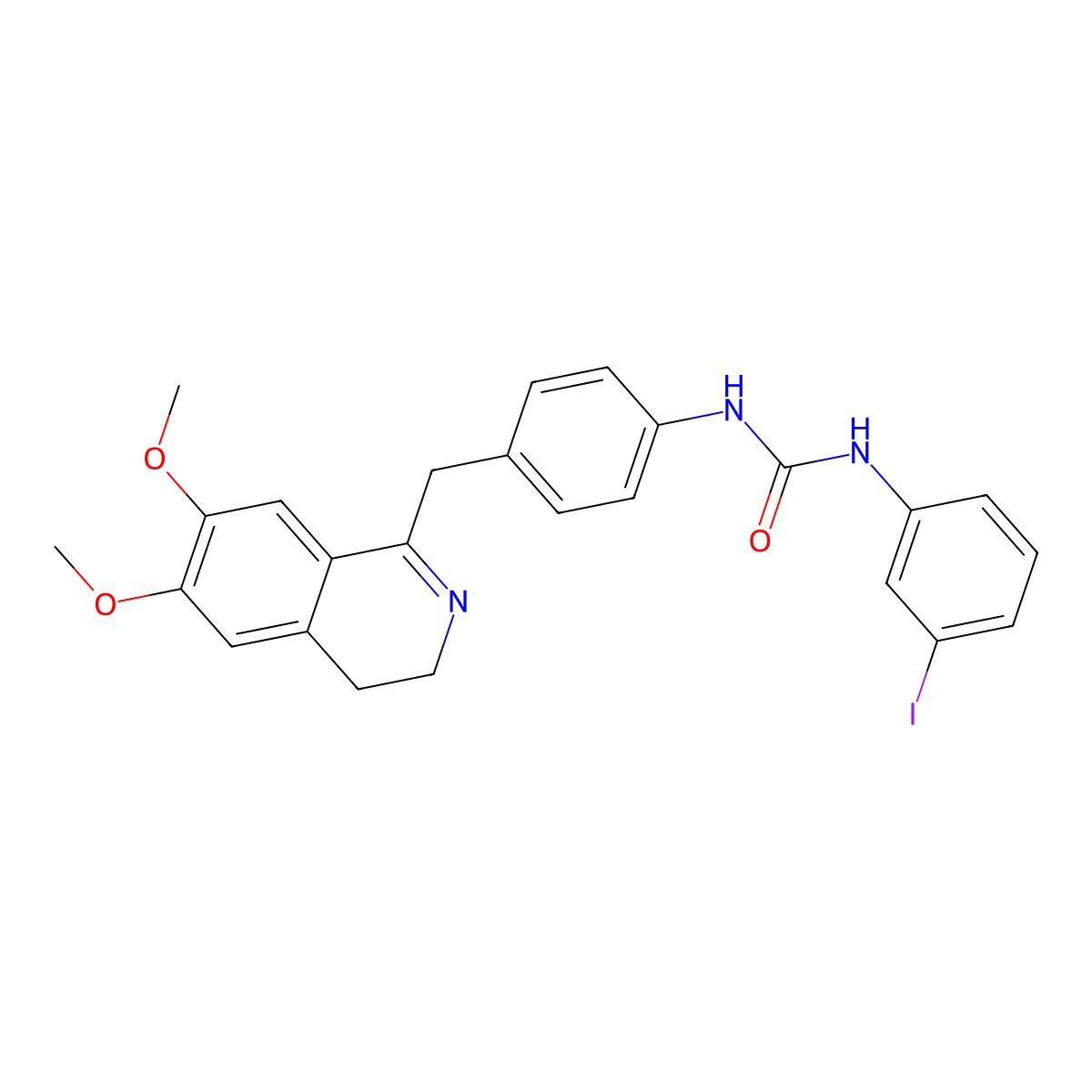1-[4-[(6,7-Dimethoxy-3,4-dihydroisoquinolin-1-yl)methyl]phenyl]-3-(3-iodophenyl)urea molecular structure, CAS 1023488-62-1