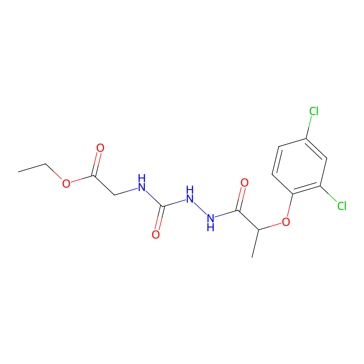 Ethyl 2-({[2-(2,4-dichlorophenoxy)propanehydrazido]carbonyl}amino)acetate molecular structure, CAS 1023488-72-3
