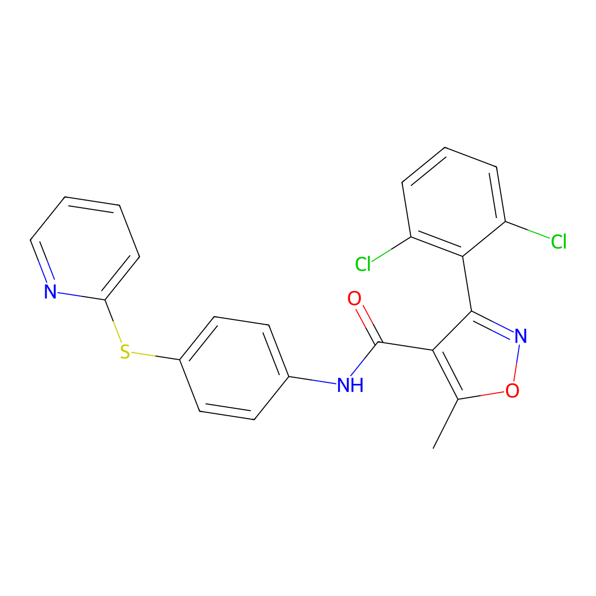 3-(2,6-dichlorophenyl)-5-methyl-N-(4-pyridin-2-ylsulfanylphenyl)-1,2-oxazole-4-carboxamide molecular structure, CAS 1023488-73-4