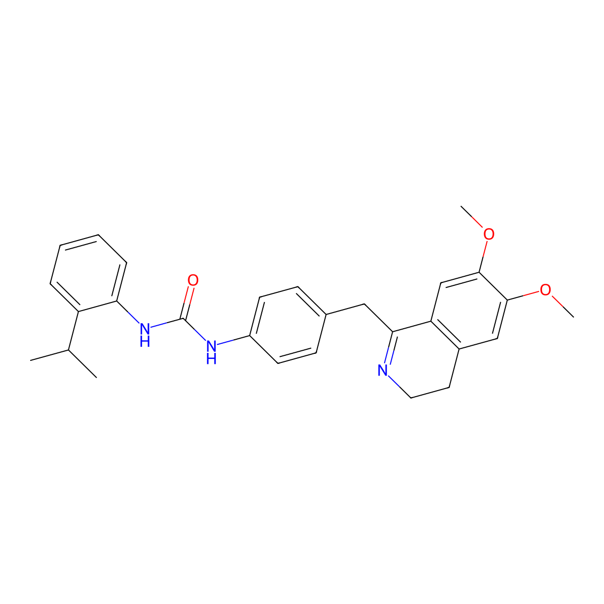 1-[4-[(6,7-Dimethoxy-3,4-dihydroisoquinolin-1-yl)methyl]phenyl]-3-(2-propan-2-ylphenyl)urea molecular structure, CAS 1023490-40-5