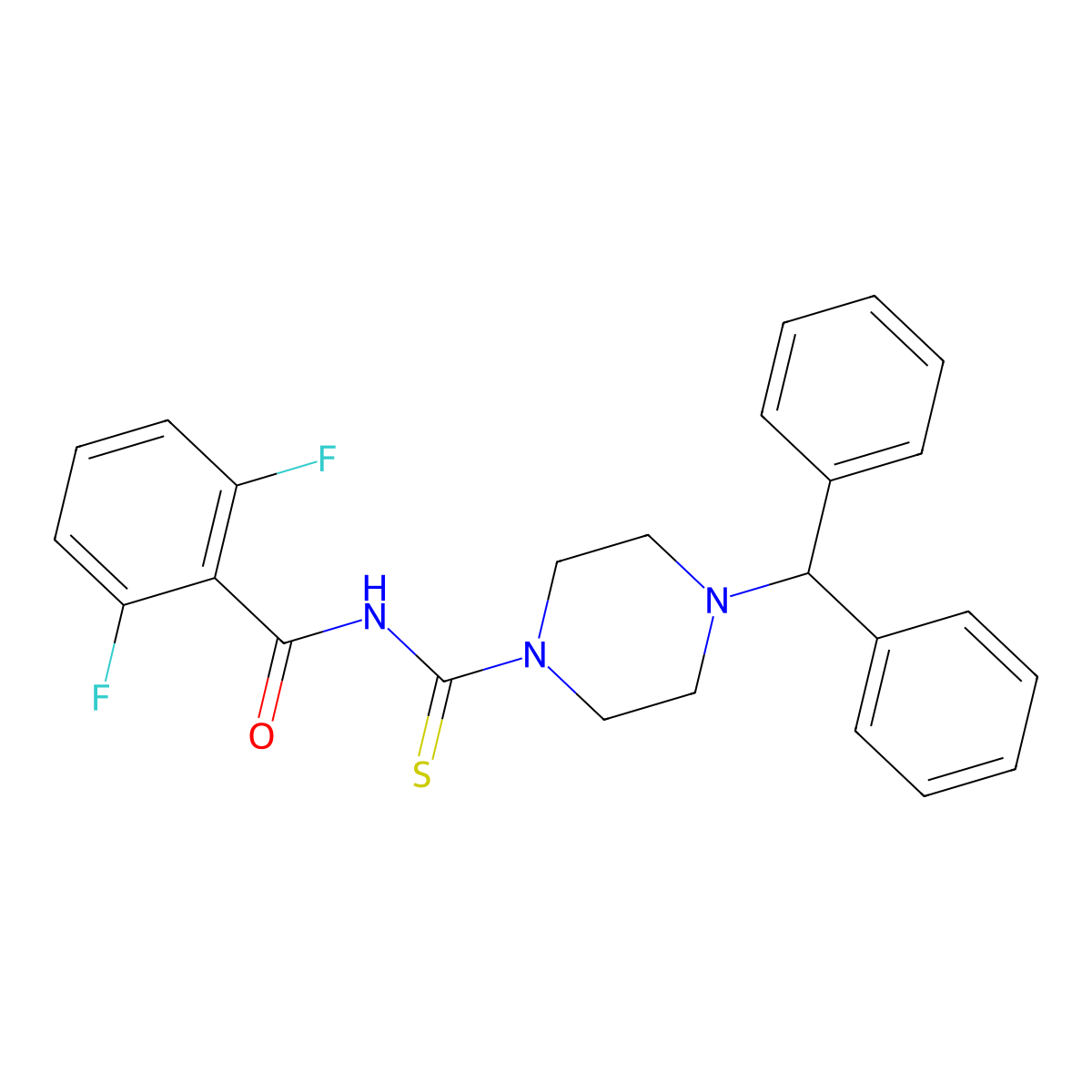 N-(4-benzhydrylpiperazine-1-carbothioyl)-2,6-difluorobenzamide molecular structure, CAS 1023494-95-2