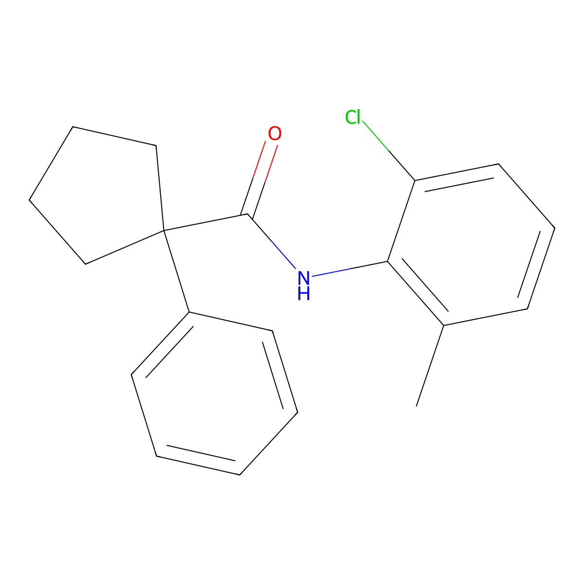 N-(2-chloro-6-methylphenyl)-1-phenylcyclopentane-1-carboxamide molecular structure, CAS 1023494-98-5