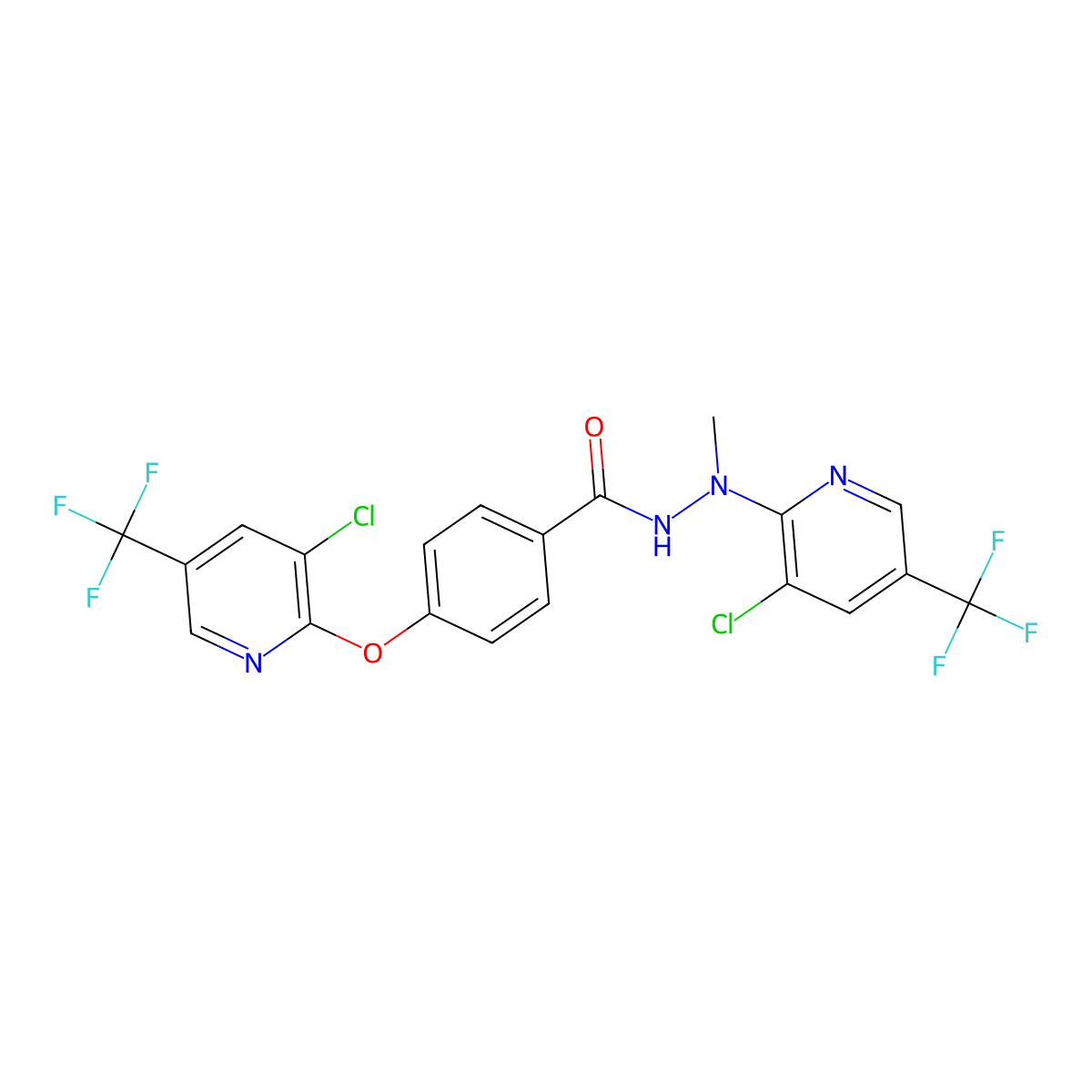 N'-[3-chloro-5-(trifluoromethyl)pyridin-2-yl]-4-[3-chloro-5-(trifluoromethyl)pyridin-2-yl]oxy-N'-methylbenzohydrazide molecular structure, CAS 1023495-13-7
