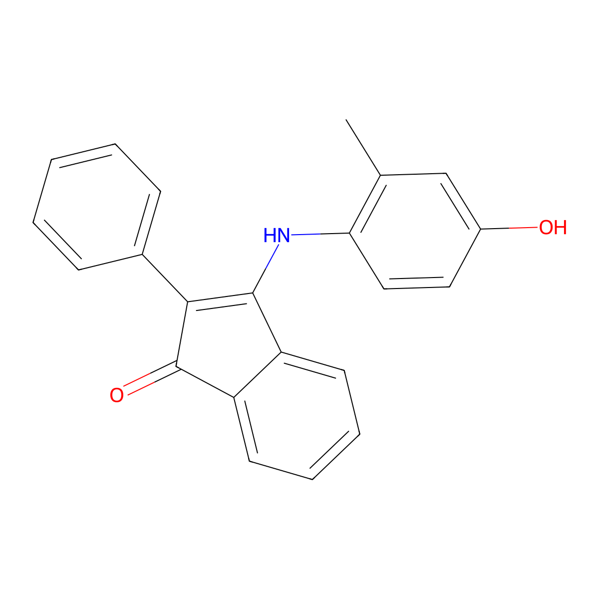 3-(4-hydroxy-2-methylanilino)-2-phenyl-1H-inden-1-one molecular structure, CAS 1023497-27-9