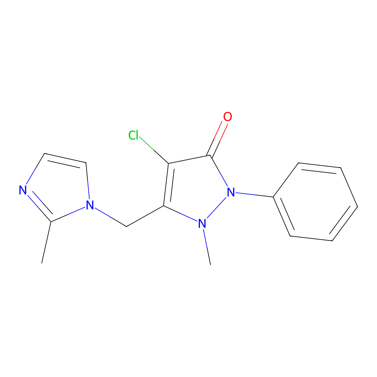 4-Chloro-2-methyl-3-((2-methylimidazolyl)methyl)-1-phenyl-3-pyrazolin-5-one molecular structure, CAS 1023497-46-2
