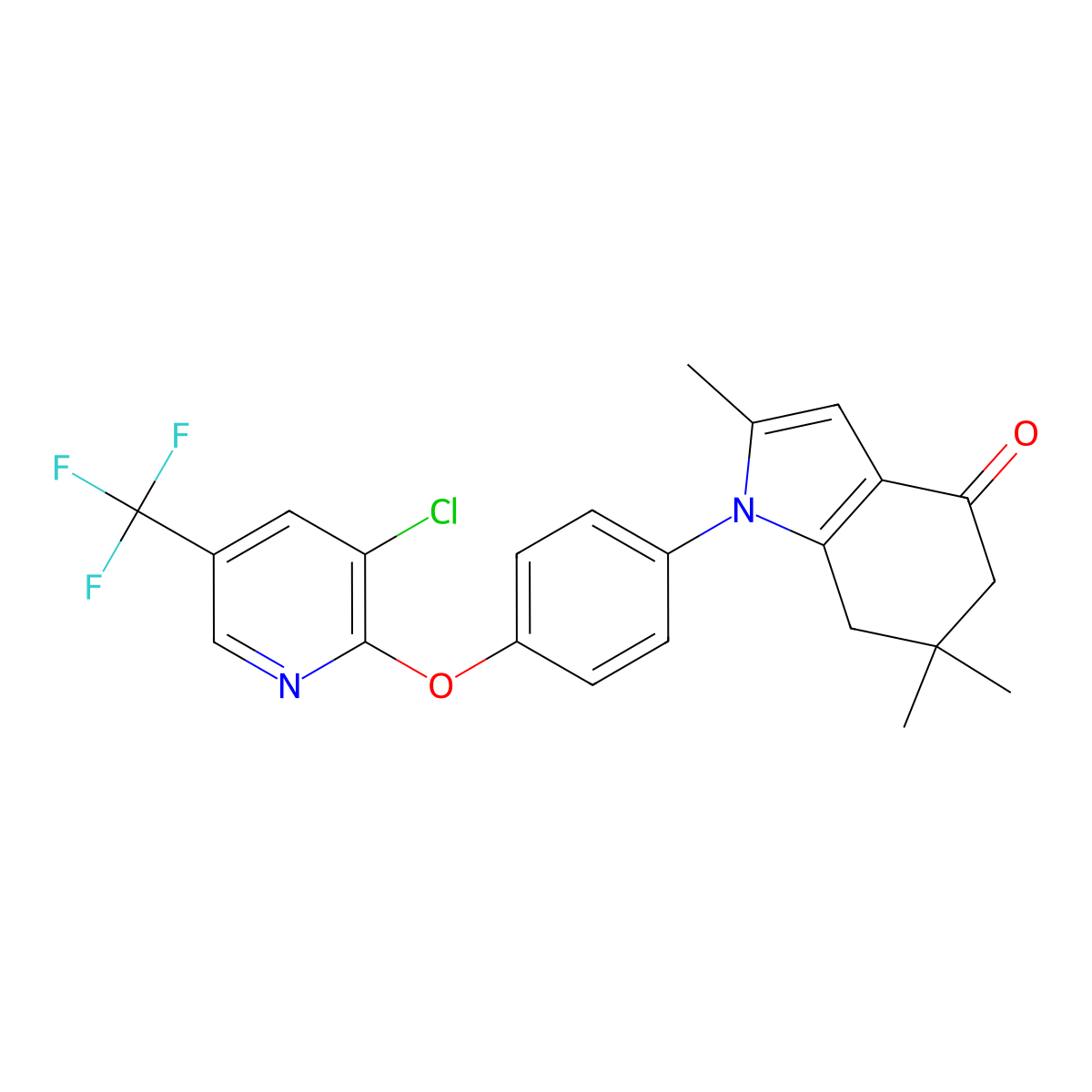 1-[4-[3-Chloro-5-(trifluoromethyl)pyridin-2-yl]oxyphenyl]-2,6,6-trimethyl-5,7-dihydroindol-4-one molecular structure, CAS 1023498-80-7