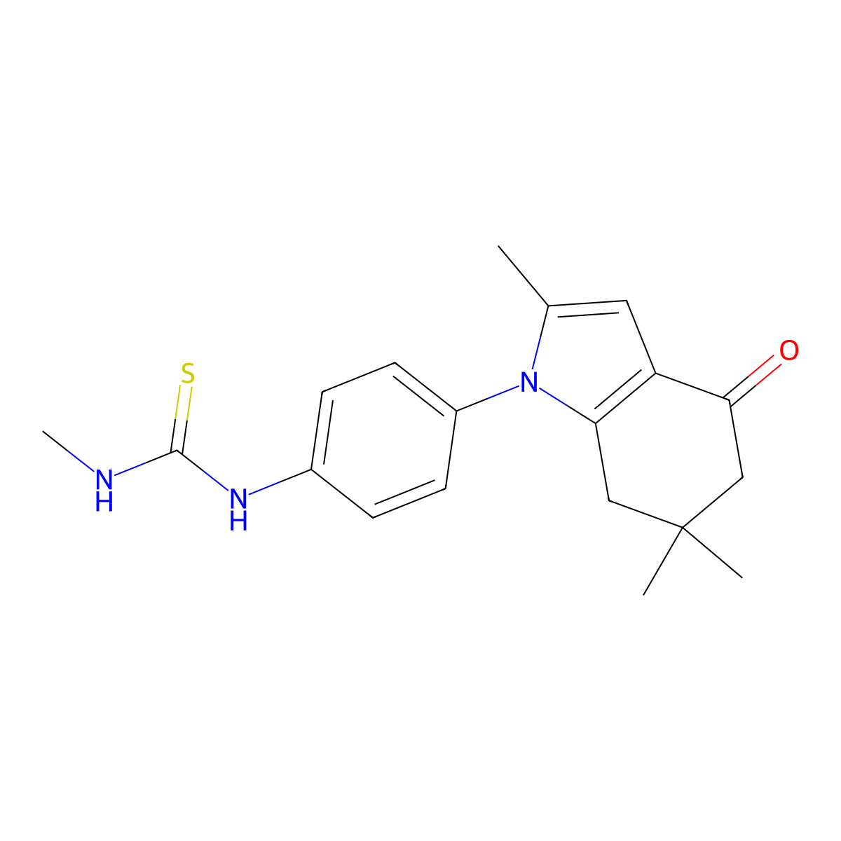 2,6,6-Trimethyl-1-(4-(((methylamino)thioxomethyl)amino)phenyl)-5,6,7-trihydroindol-4-one molecular structure, CAS 1023499-76-4